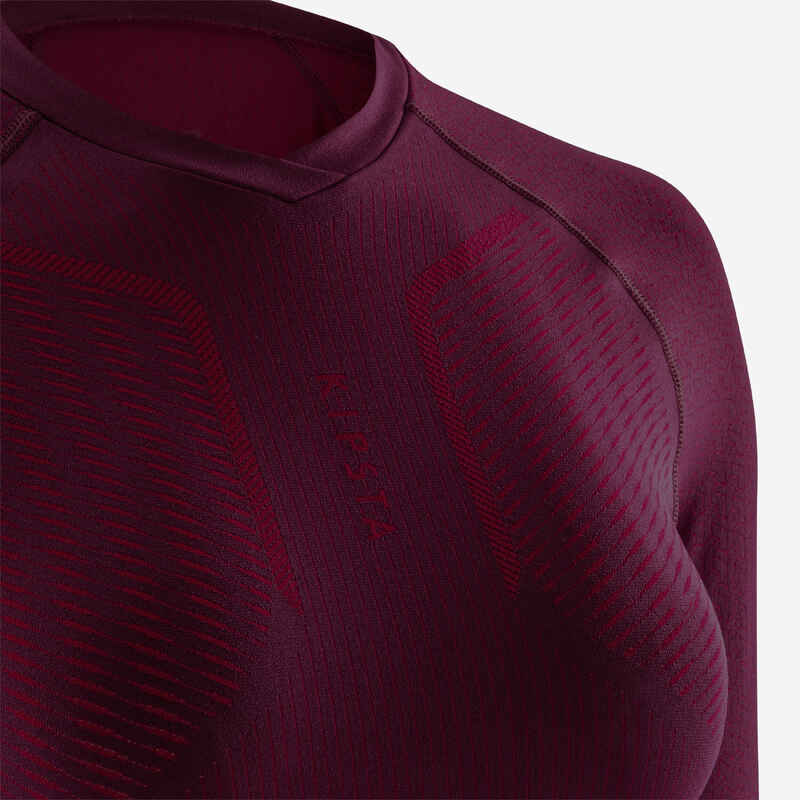 Adult Long-Sleeved Thermal Base Layer Top Keepdry 500 - Burgundy