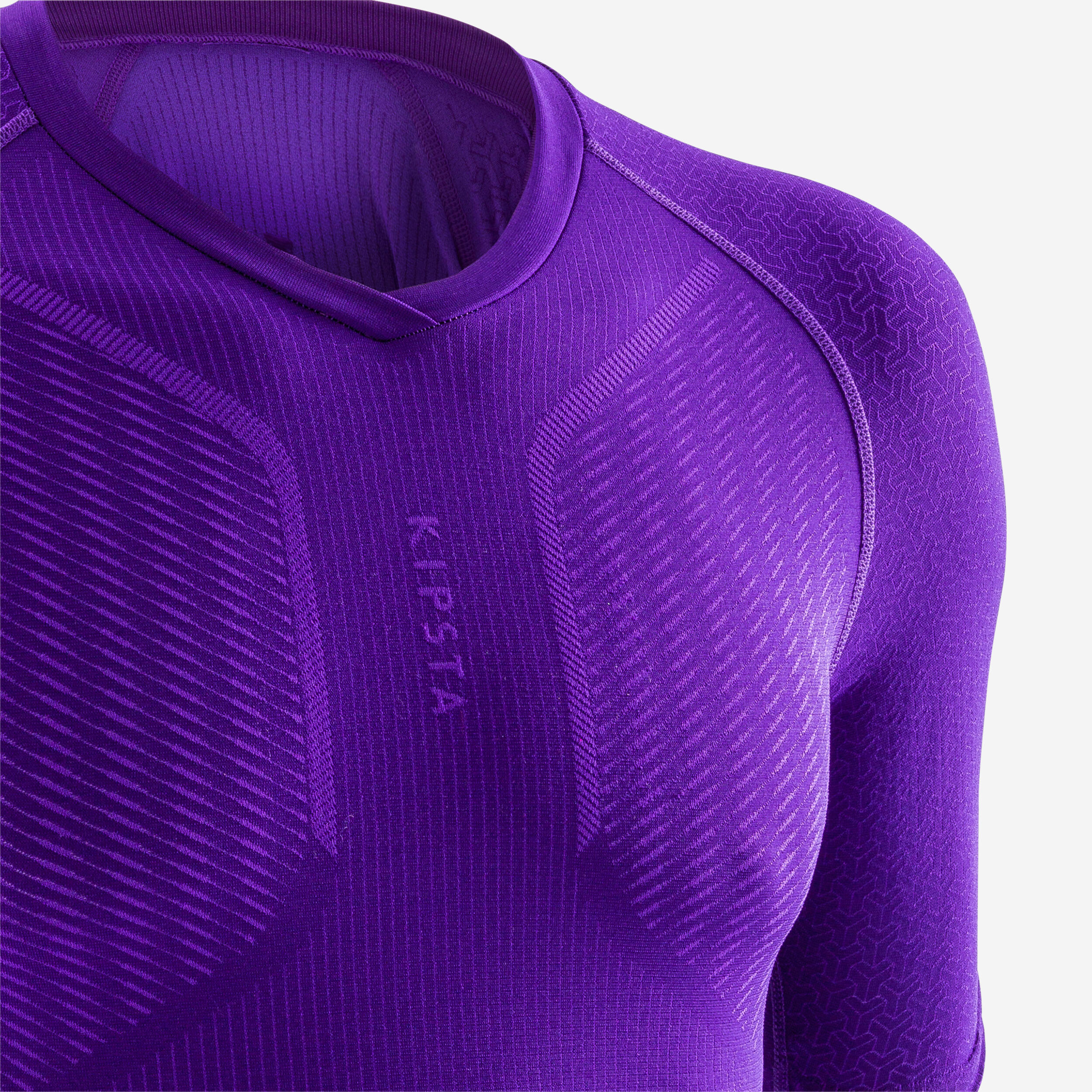 Unisex Football Short-Sleeved Thermal Base Layer Top Keepdry 500 - Purple 4/5