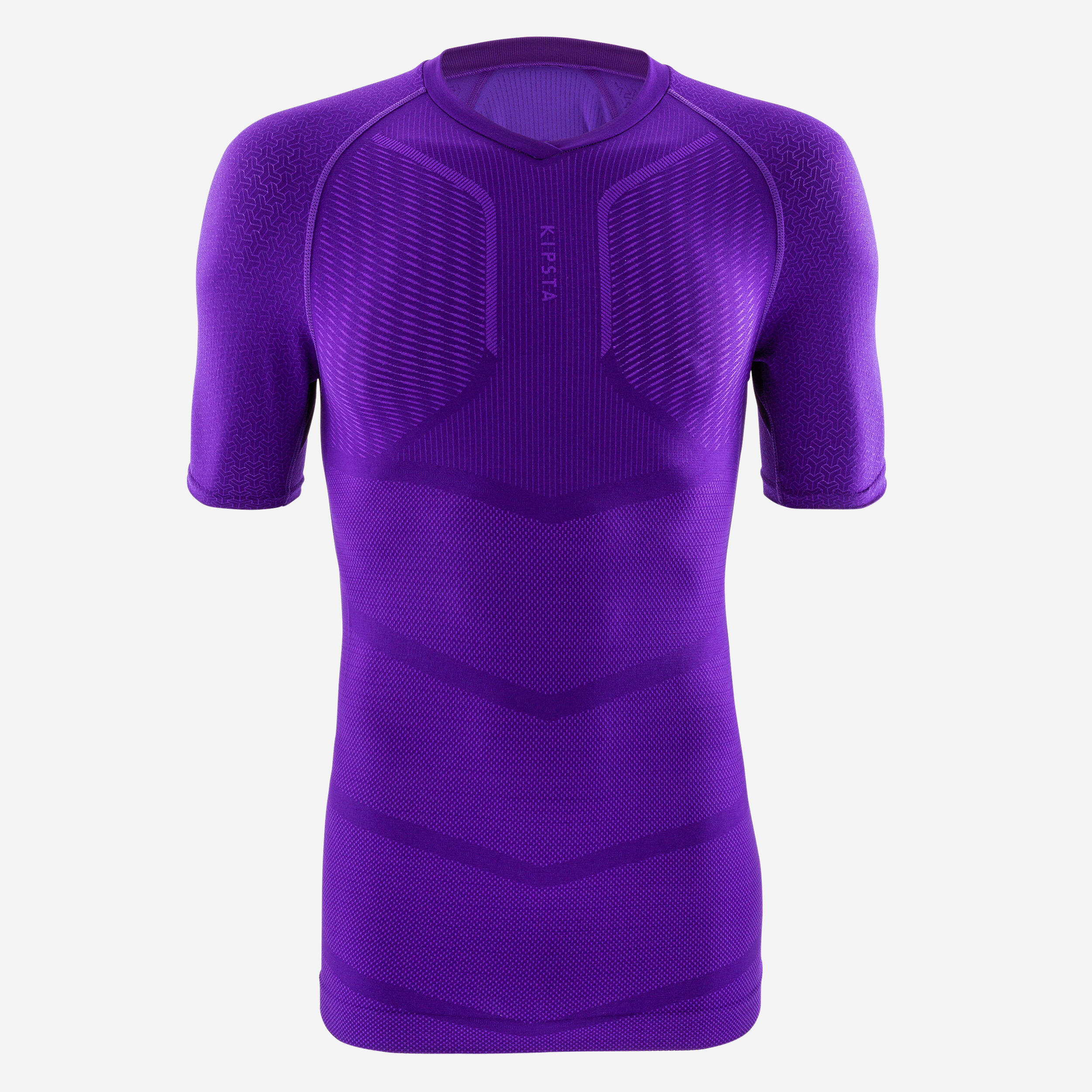 Unisex Football Short-Sleeved Thermal Base Layer Top Keepdry 500 - Purple 2/5