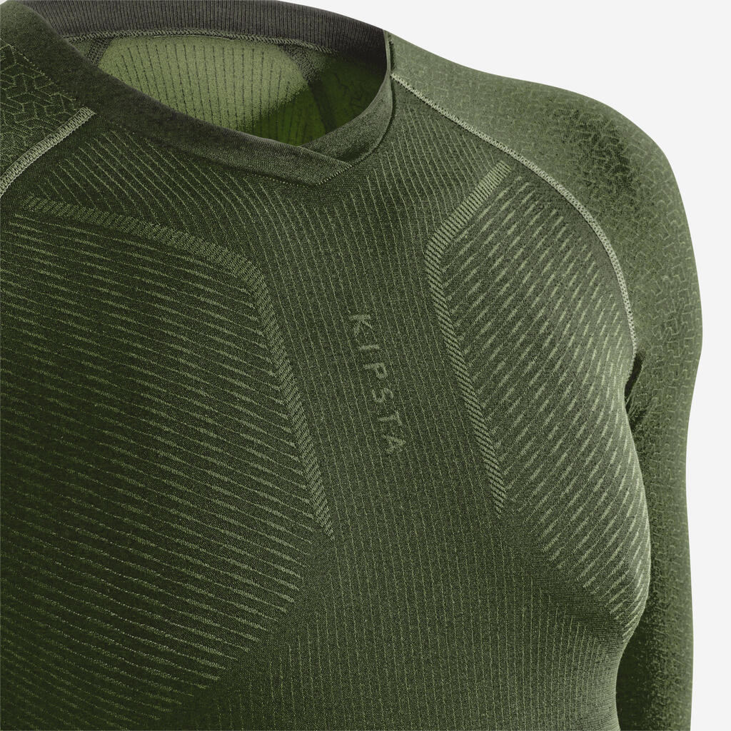 Adult Long-Sleeved Thermal Base Layer Top Keepdry 500 - Mottled Grey