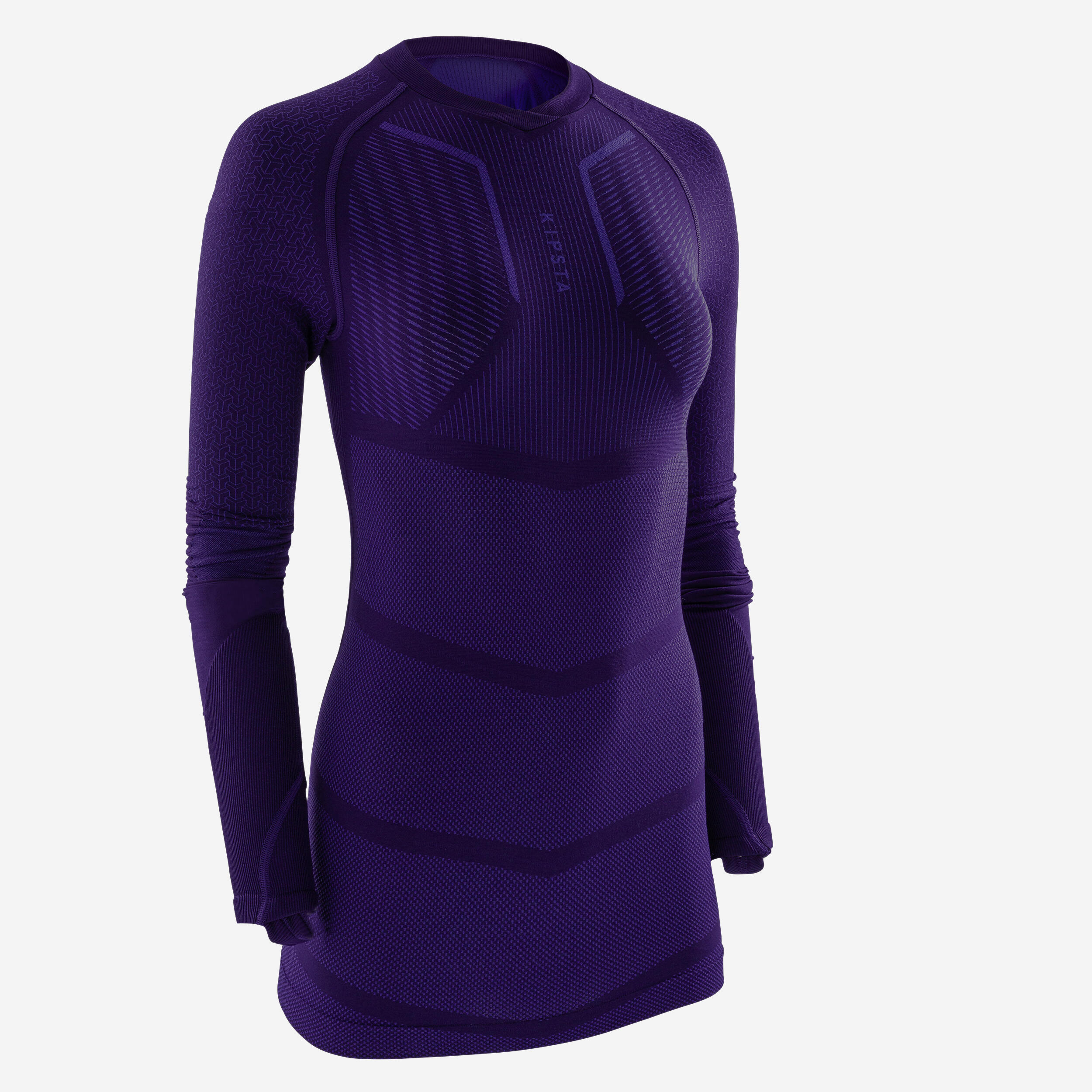 Adult Long-Sleeved Thermal Base Layer Top Keepdry 500 - Purple 2/15