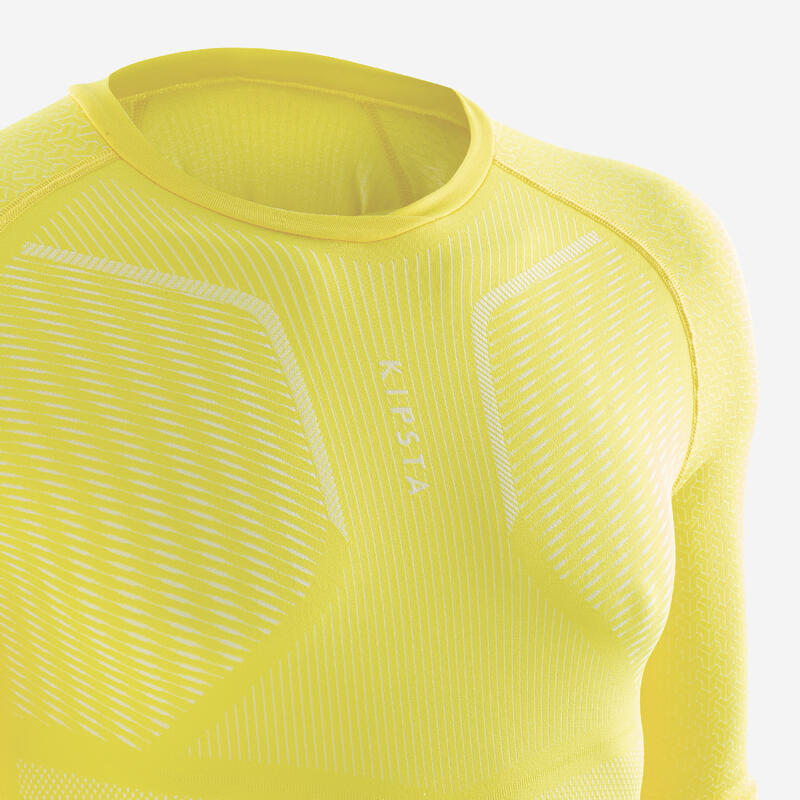 Adult Long-Sleeved Thermal Base Layer Top Keepdry 500 - Yellow