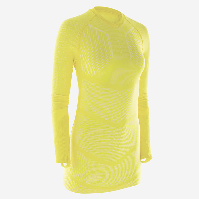 Adult Long-Sleeved Thermal Base Layer Top Keepdry 500 - Yellow