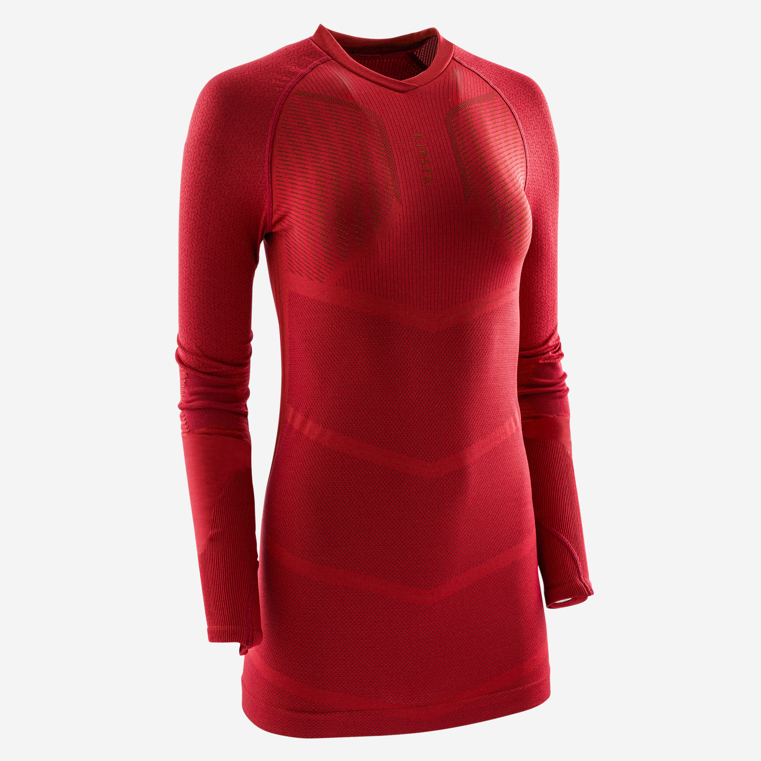 Adult Long-Sleeved Thermal Base Layer Top Keepdry 500 - Red 4/15