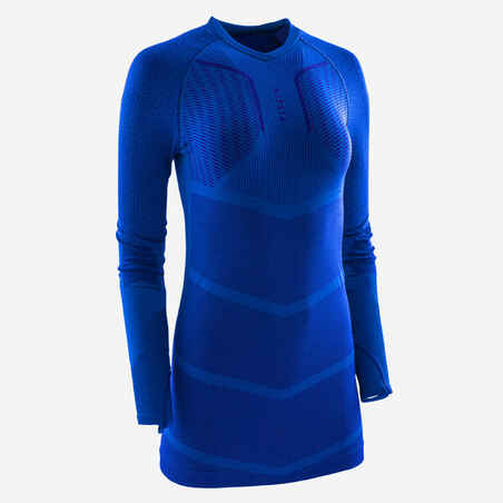Adult Long-Sleeved Thermal Base Layer Top Keepdry 500 - Navy Blue -  Decathlon