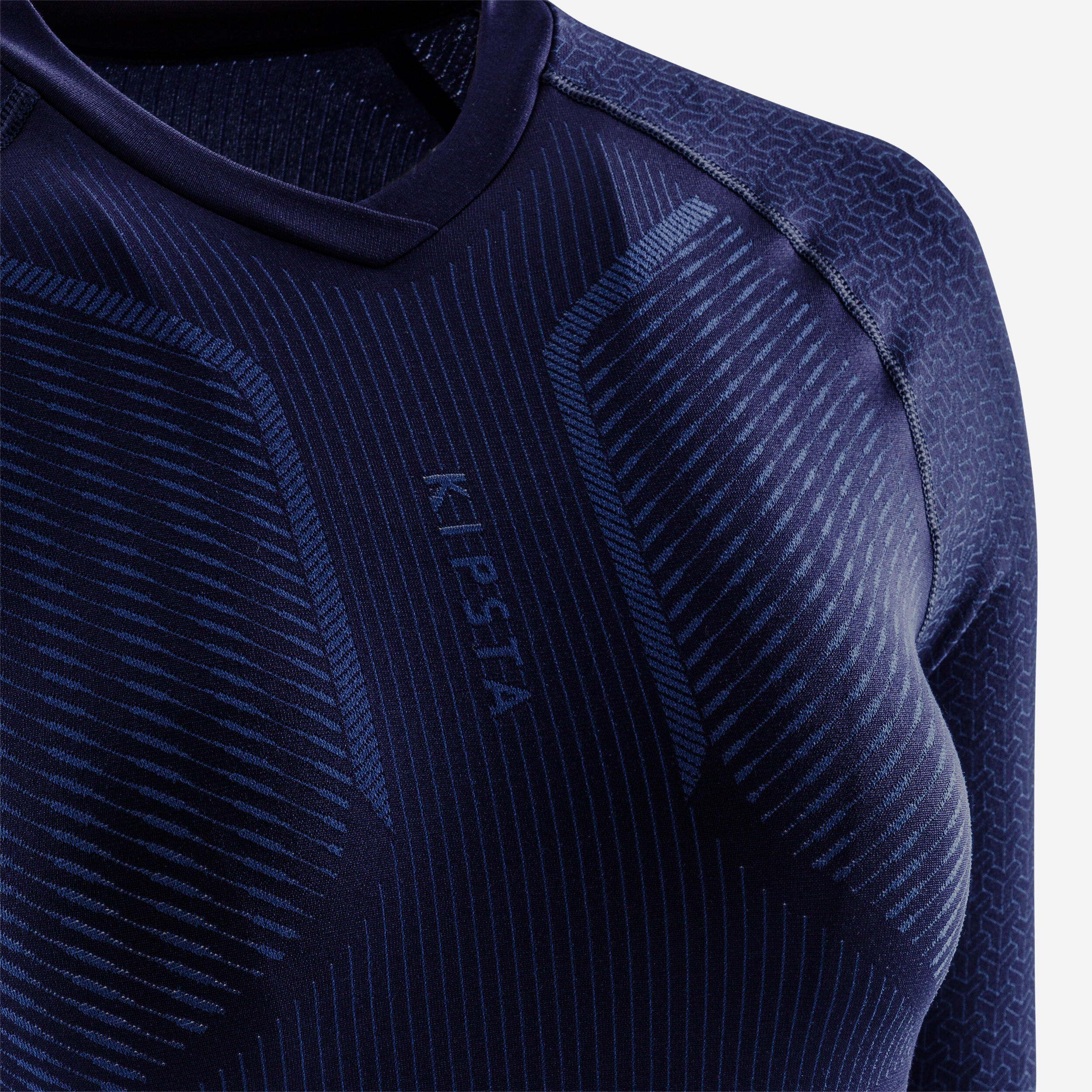 Adult Long-Sleeved Thermal Base Layer Top Keepdry 500 - Navy Blue 12/14