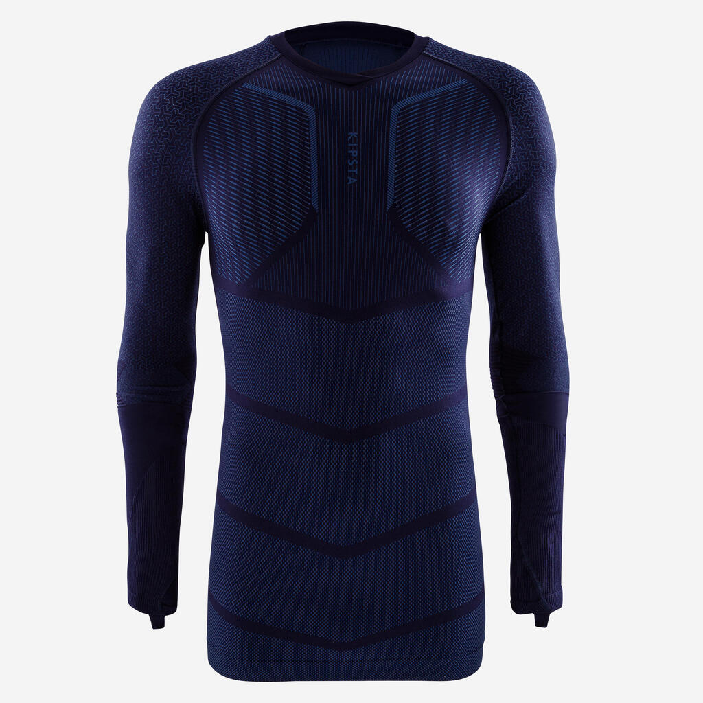 Adult Long-Sleeved Thermal Base Layer Top Keepdry 500 - Navy Blue