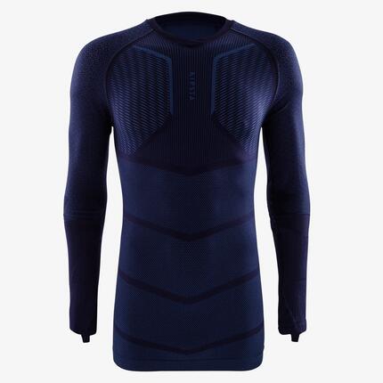 Sous-maillot de foot thermique manches longues mixte Keepdry 500 bleu marine