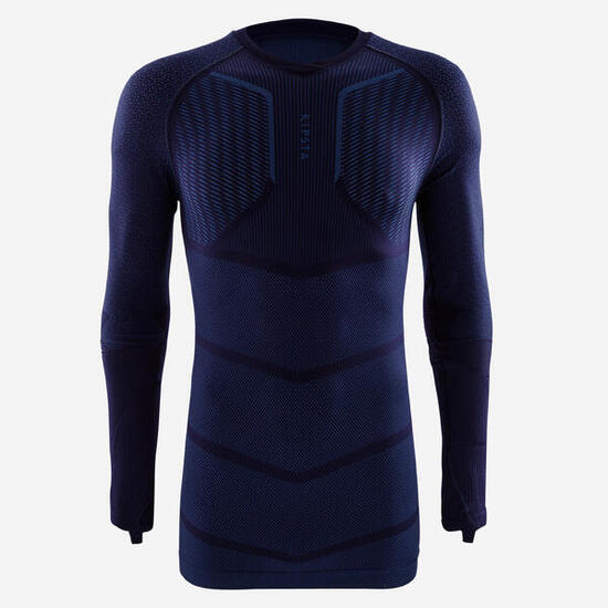 Sous-maillot de foot thermique manches longues mixte Keepdry 500 bleu marine
