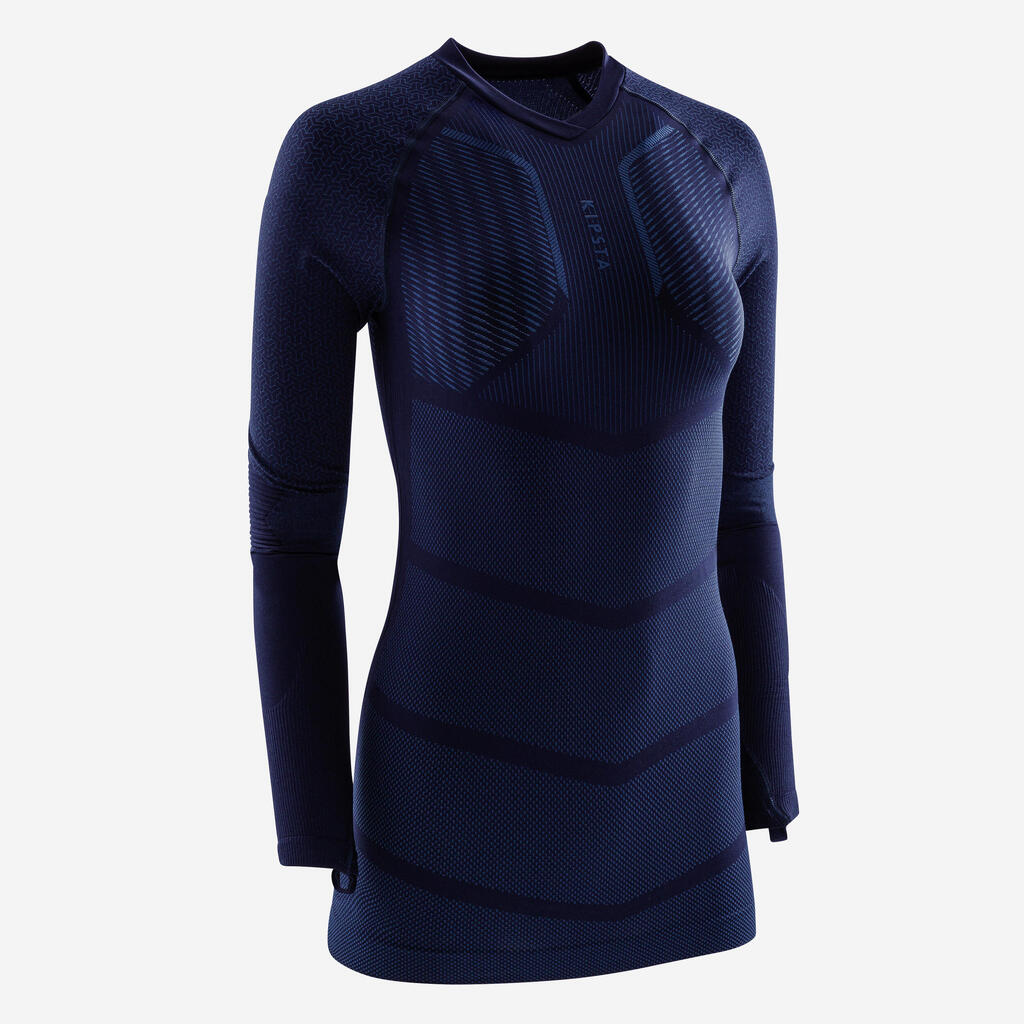 Adult Long-Sleeved Thermal Base Layer Top Keepdry 500 - Navy Blue