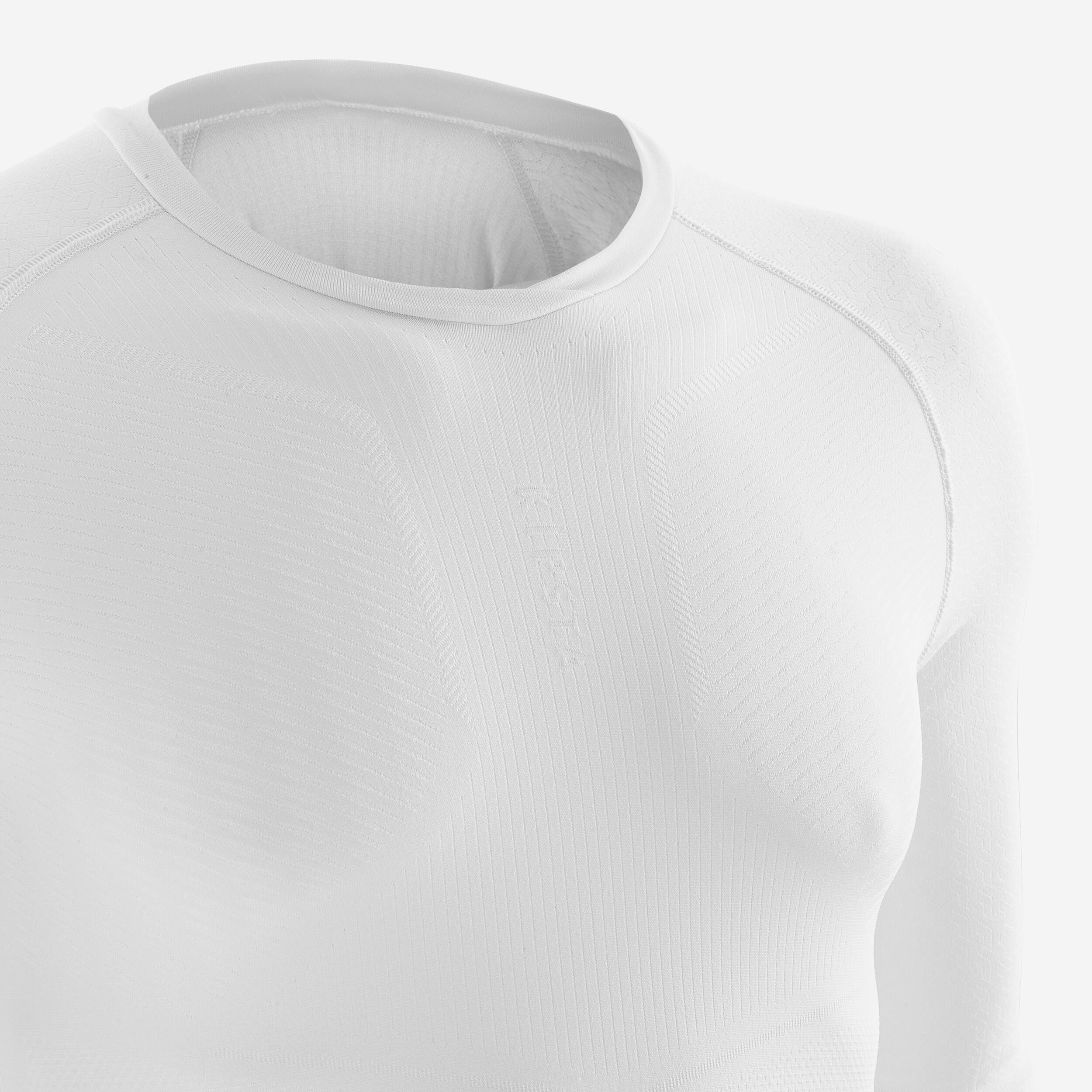 PRIMERA CAPA FÚTBOL CUELLO ALTO MANGA LARGA  ADULTO BLANCO KEEPDRY 500 7/11