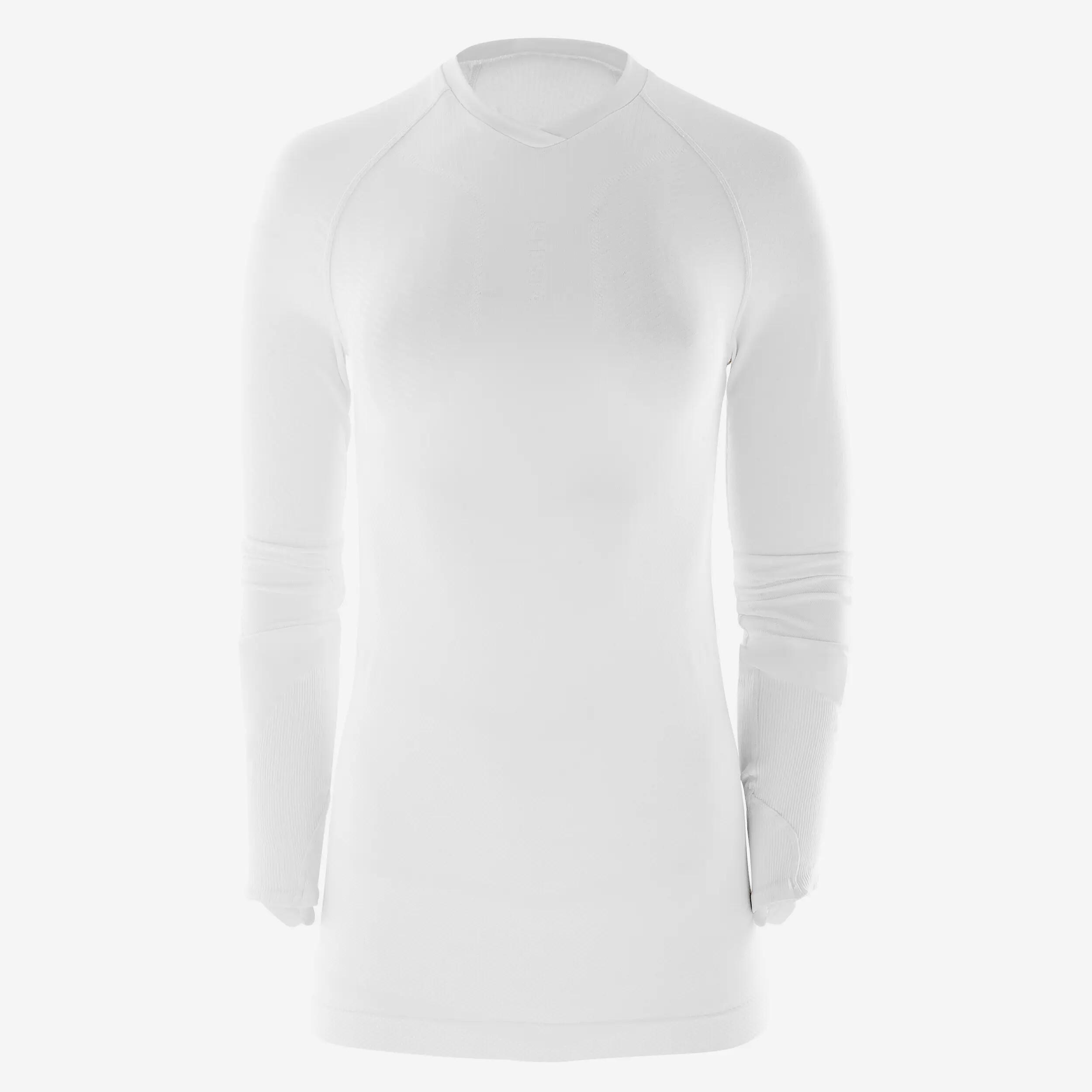 PRIMERA CAPA FÚTBOL CUELLO ALTO MANGA LARGA  ADULTO BLANCO KEEPDRY 500 4/11