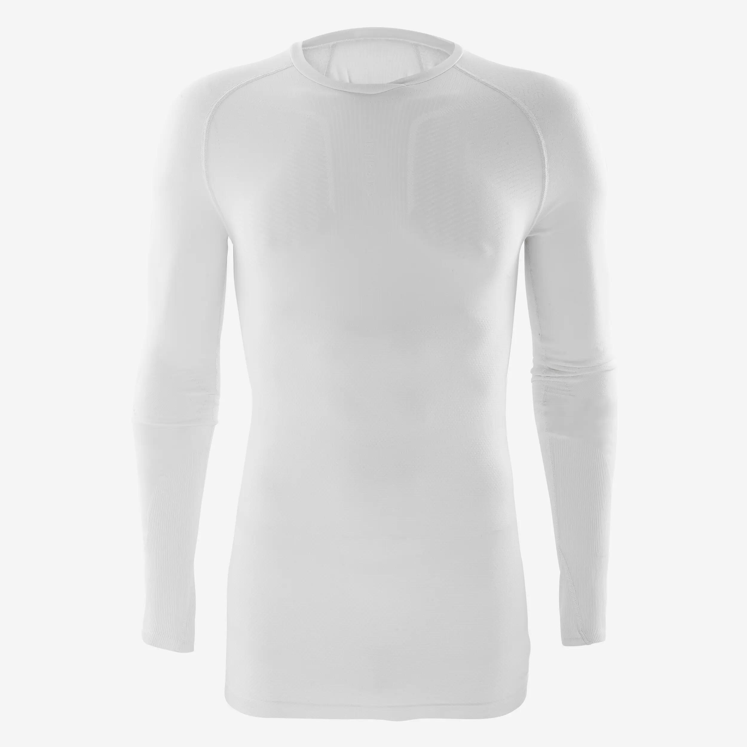 PRIMERA CAPA FÚTBOL CUELLO ALTO MANGA LARGA  ADULTO BLANCO KEEPDRY 500 3/11