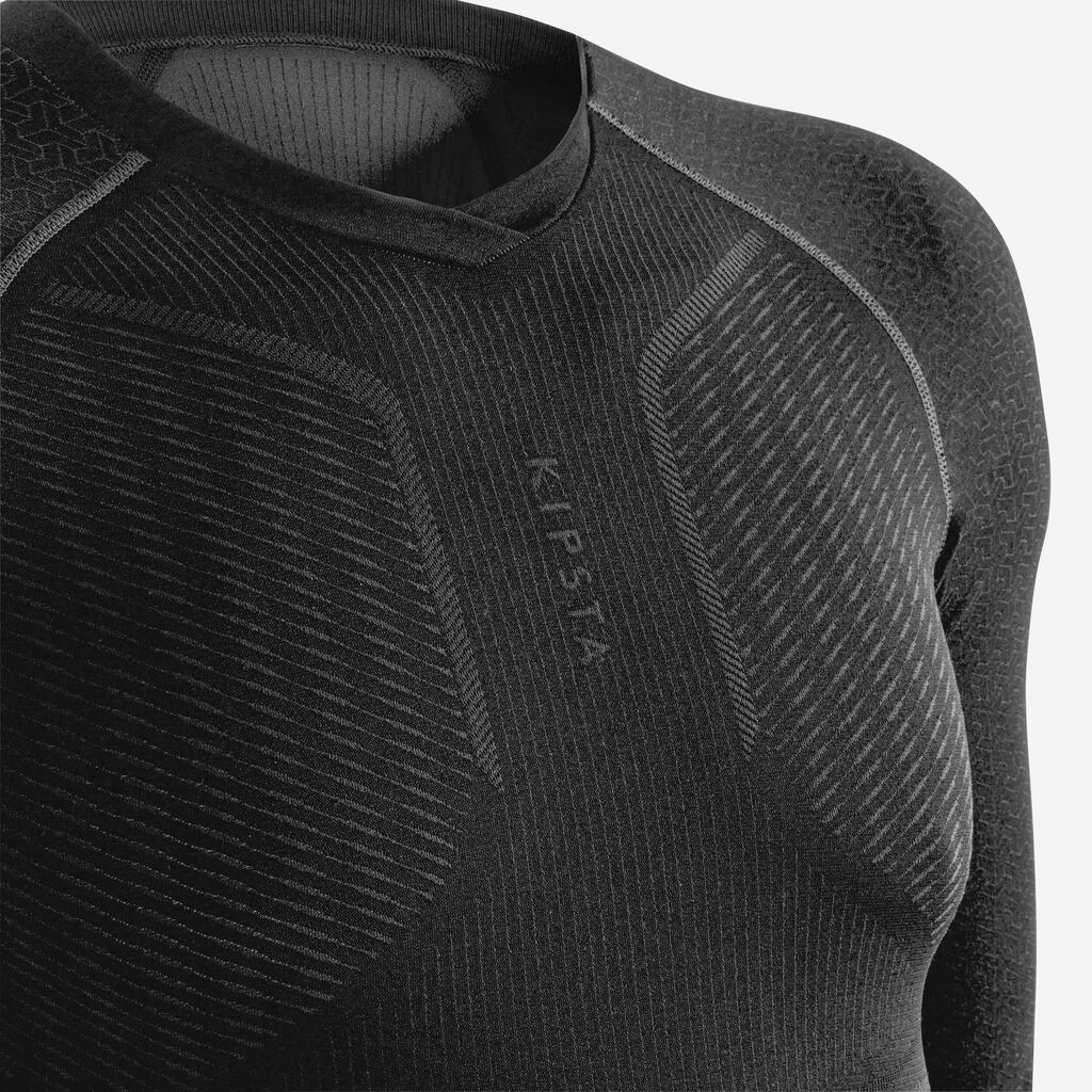 Adult Long-Sleeved Thermal Base Layer Top Keepdry 500 - Mottled Grey