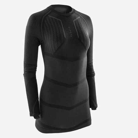 Adult Long-Sleeved Thermal Base Layer Top Keepdry 500 - Black