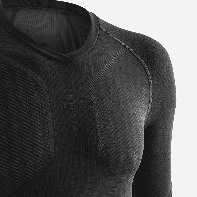 Damen/Herren Wärmekomfort Keepdry 500 - Decathlon kurzarm schwarz Funktionsshirt