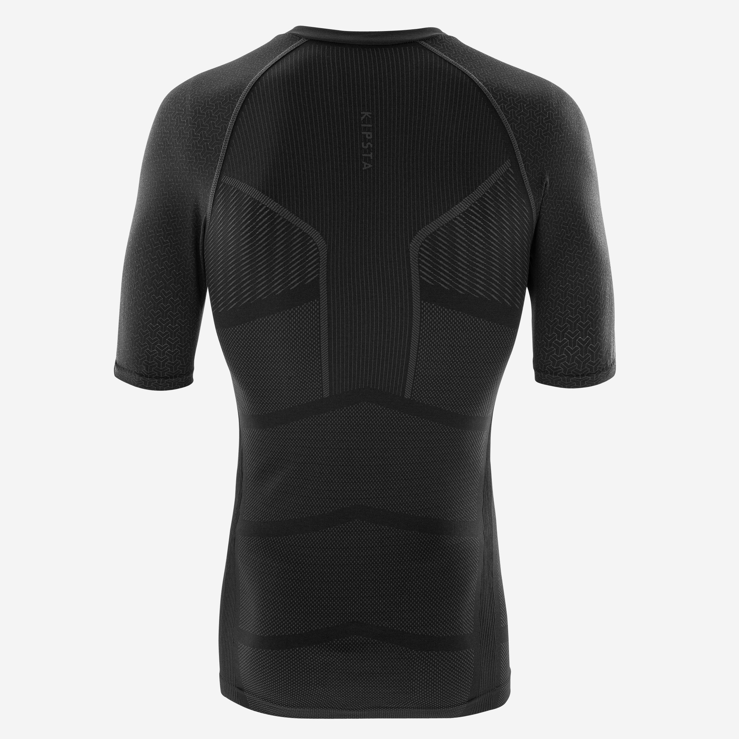 Men's Short-Sleeved Thermal Base Layer Top - Keepdry 500 Black - [EN]  smoked black, [EN] graphite grey - Kipsta - Decathlon