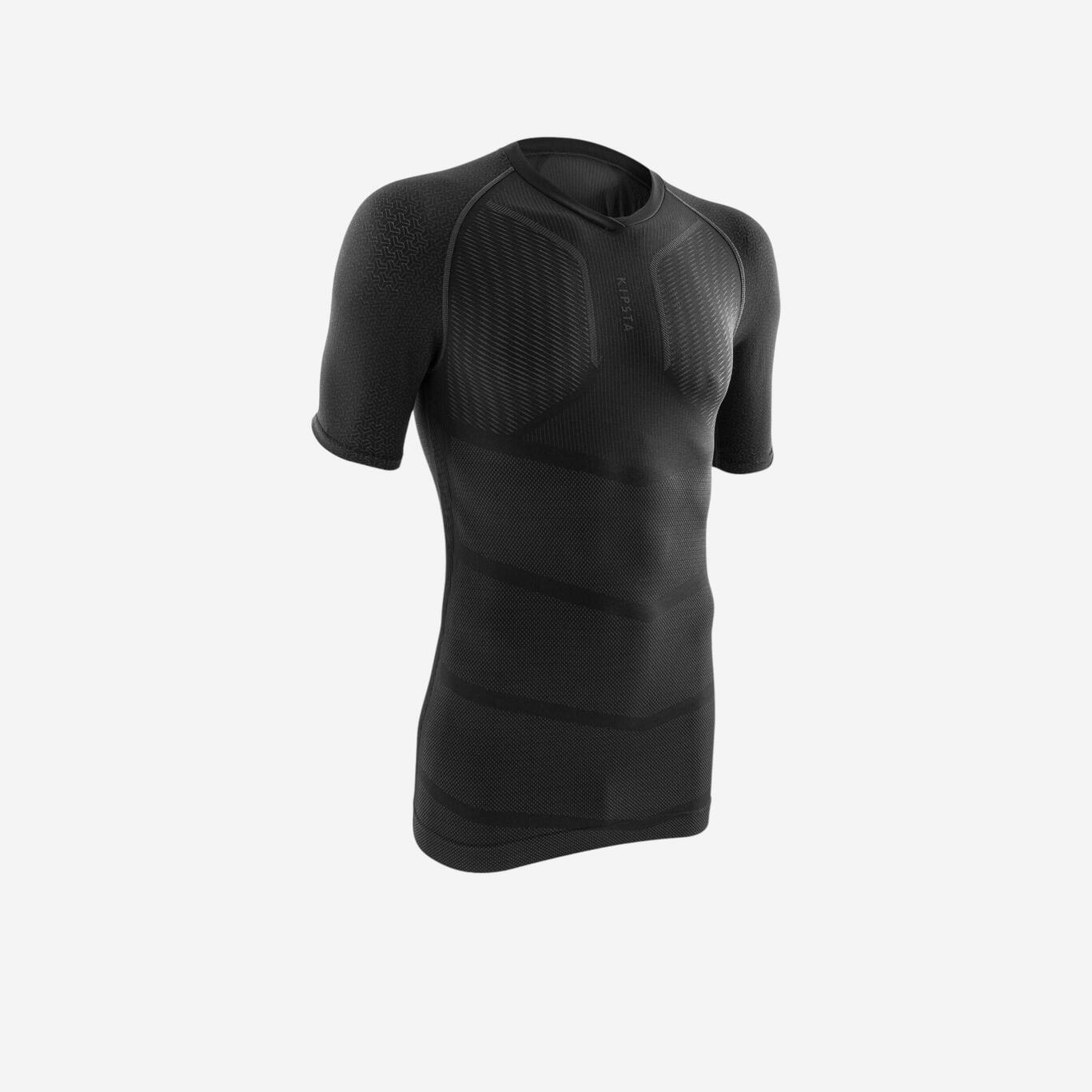 Adult Short-Sleeved Thermal Base Layer Top Keepdry 500 - Black