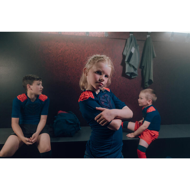 Hombrera de rugby Niño - R500 azul rojo