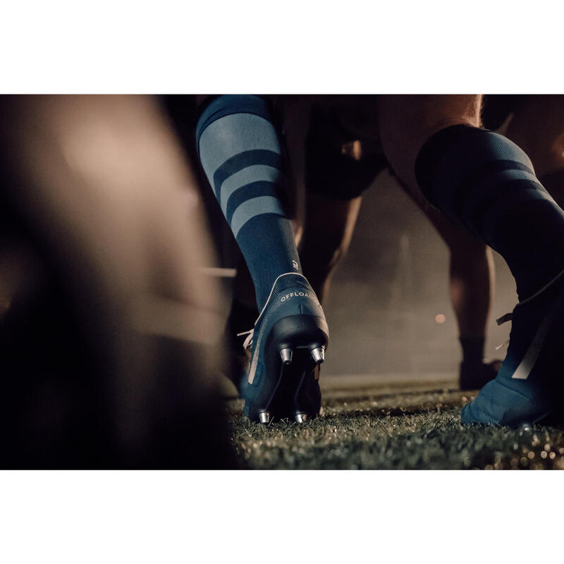 Rugby-Stutzenstrümpfe R500 hoch Damen/Herren marineblau