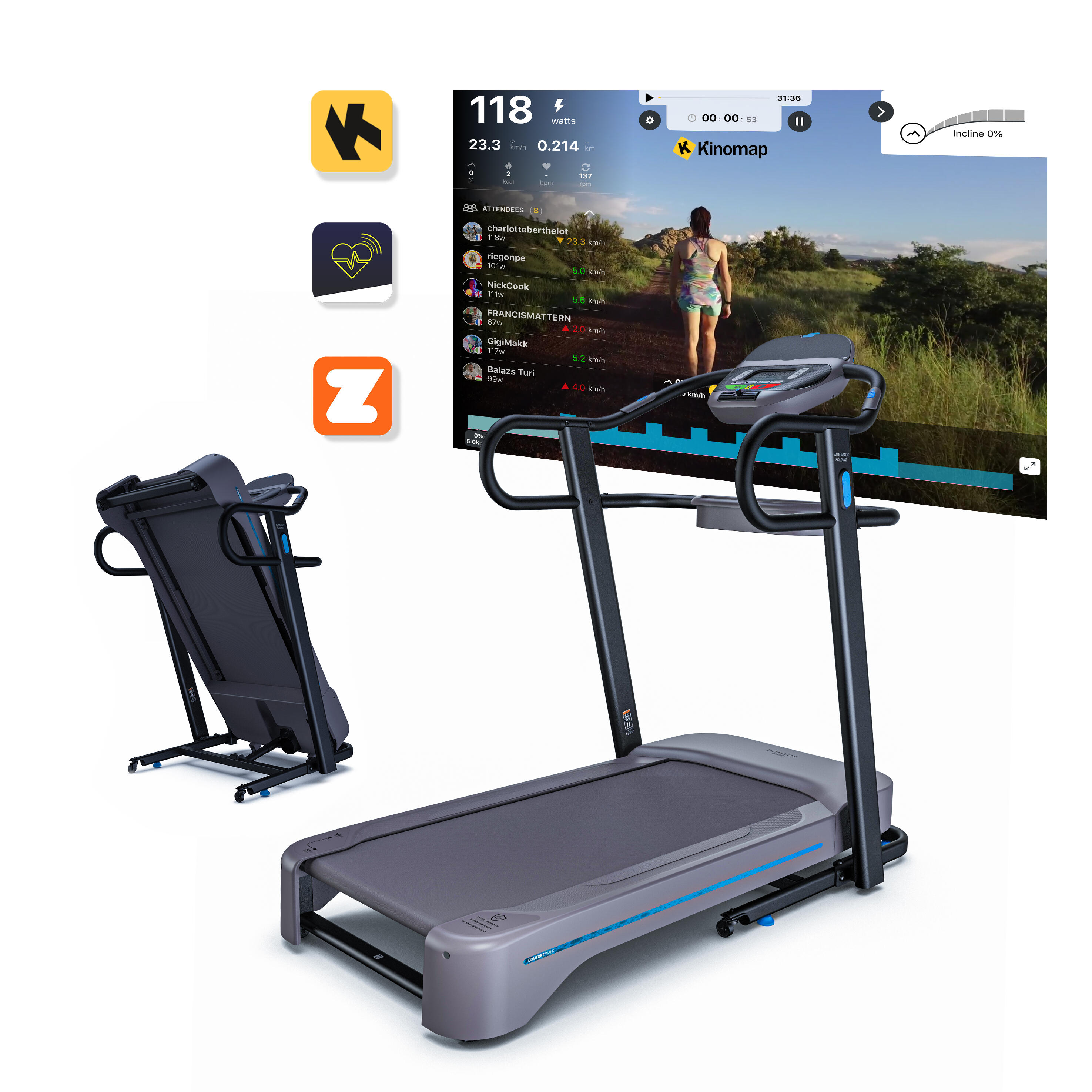 Tapis de marche connecté et extra confortable 10 km/h – W 900 110 V - DOMYOS