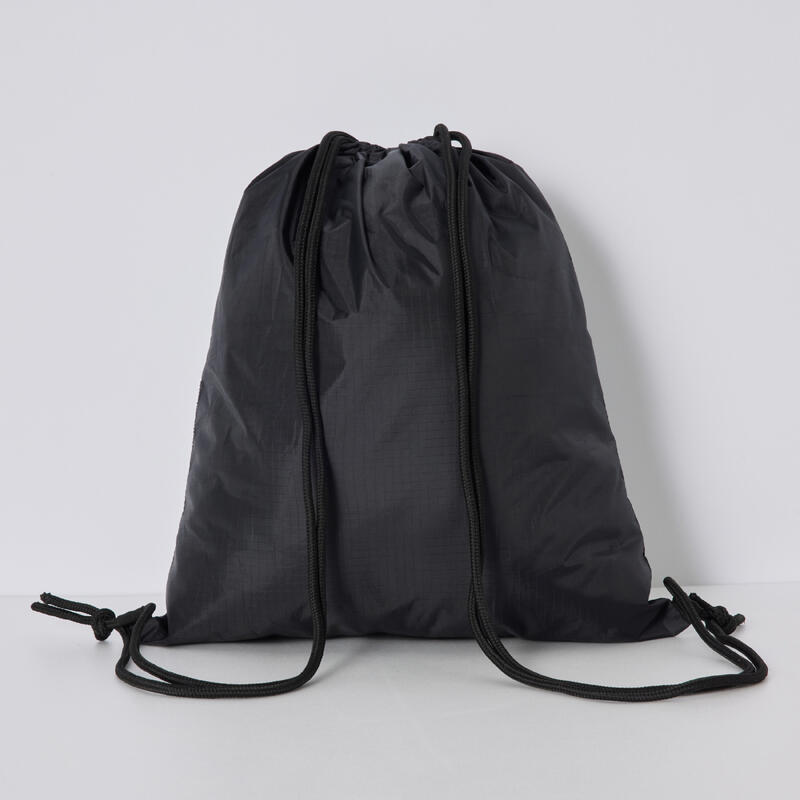 Drawstring Shoe Bag with Inner Zipped Storage Pocket Essential Black