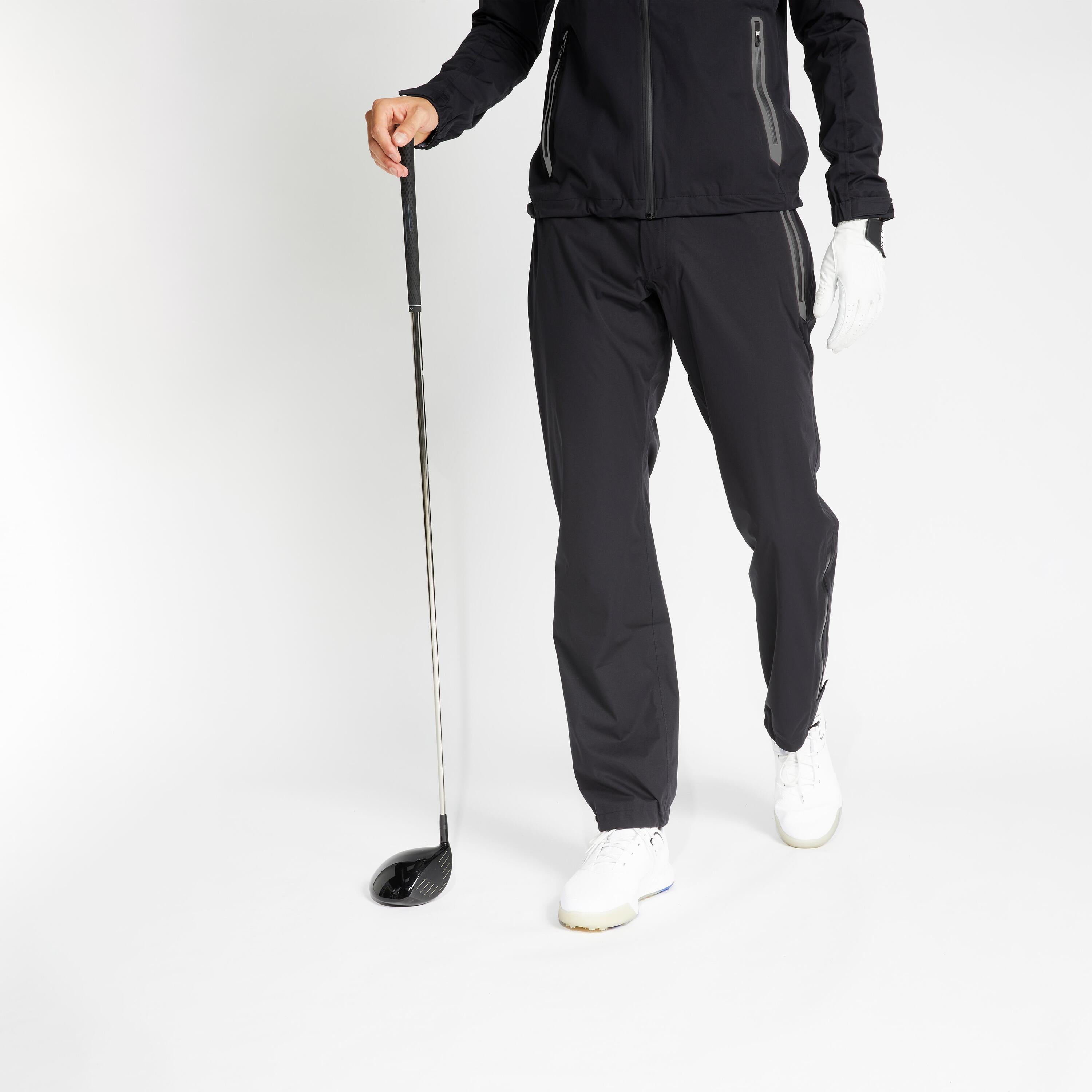 INESIS Men's Golf Waterproof Rain Trousers - RW500 Black