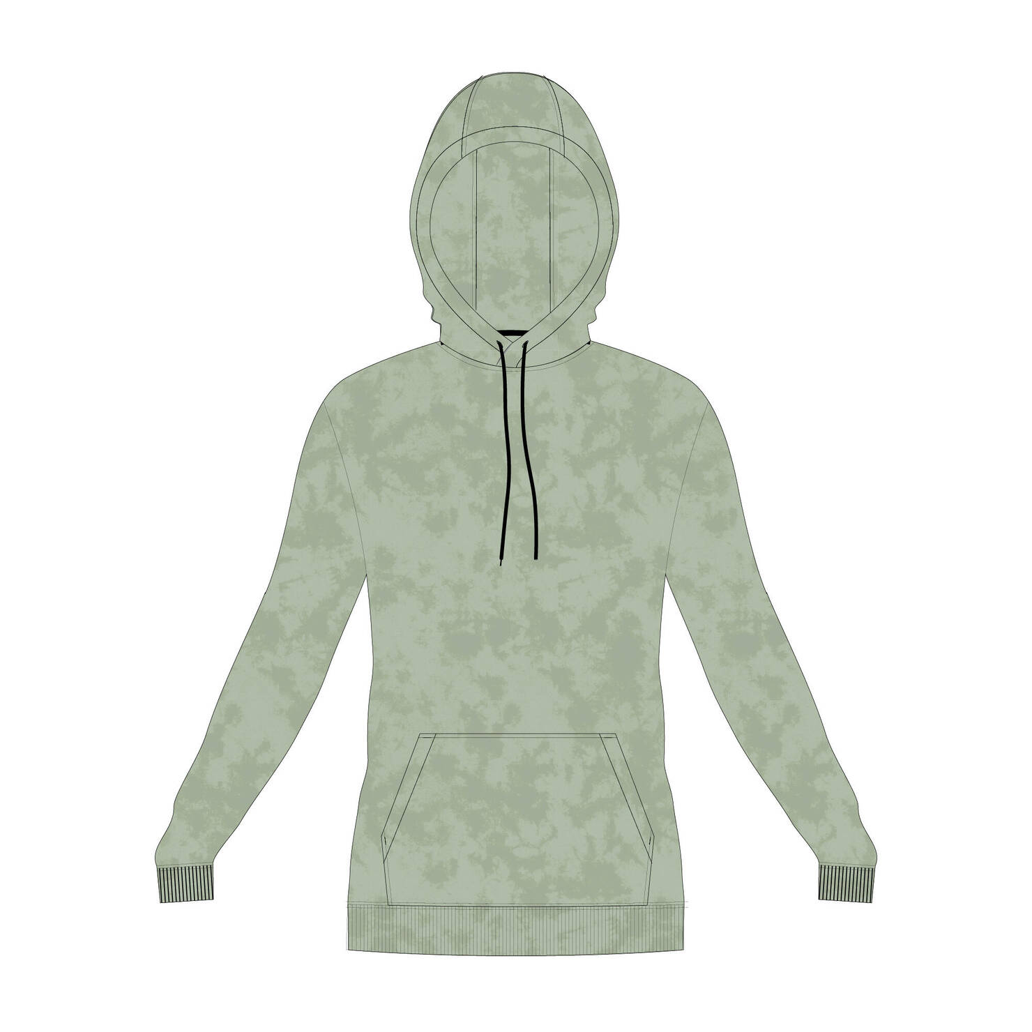 Women's Gym Cotton Blend Hoodie Sweatshirt 500 Print-Green