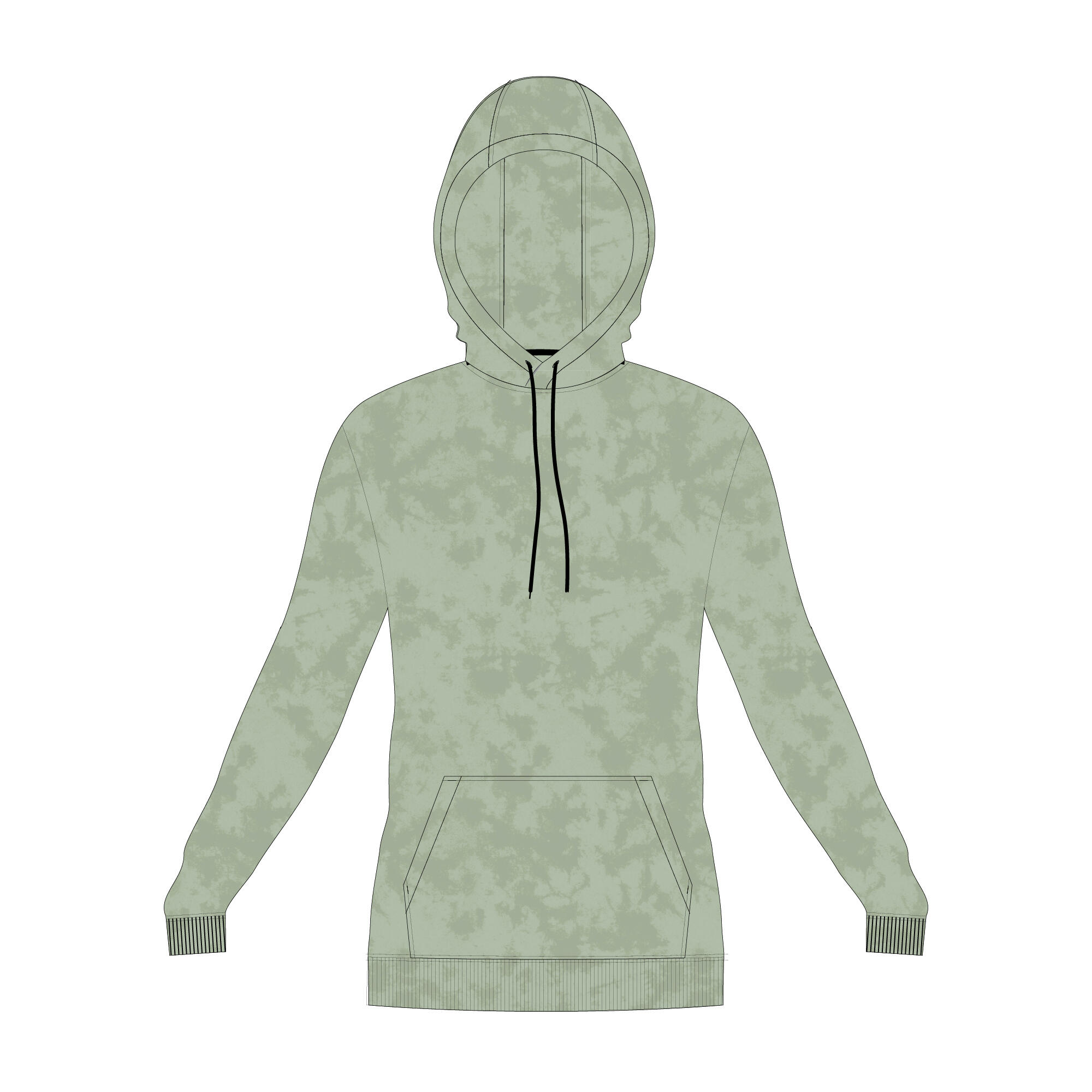 Women's Gym Cotton Blend Hoodie Sweatshirt 500 Print-Green