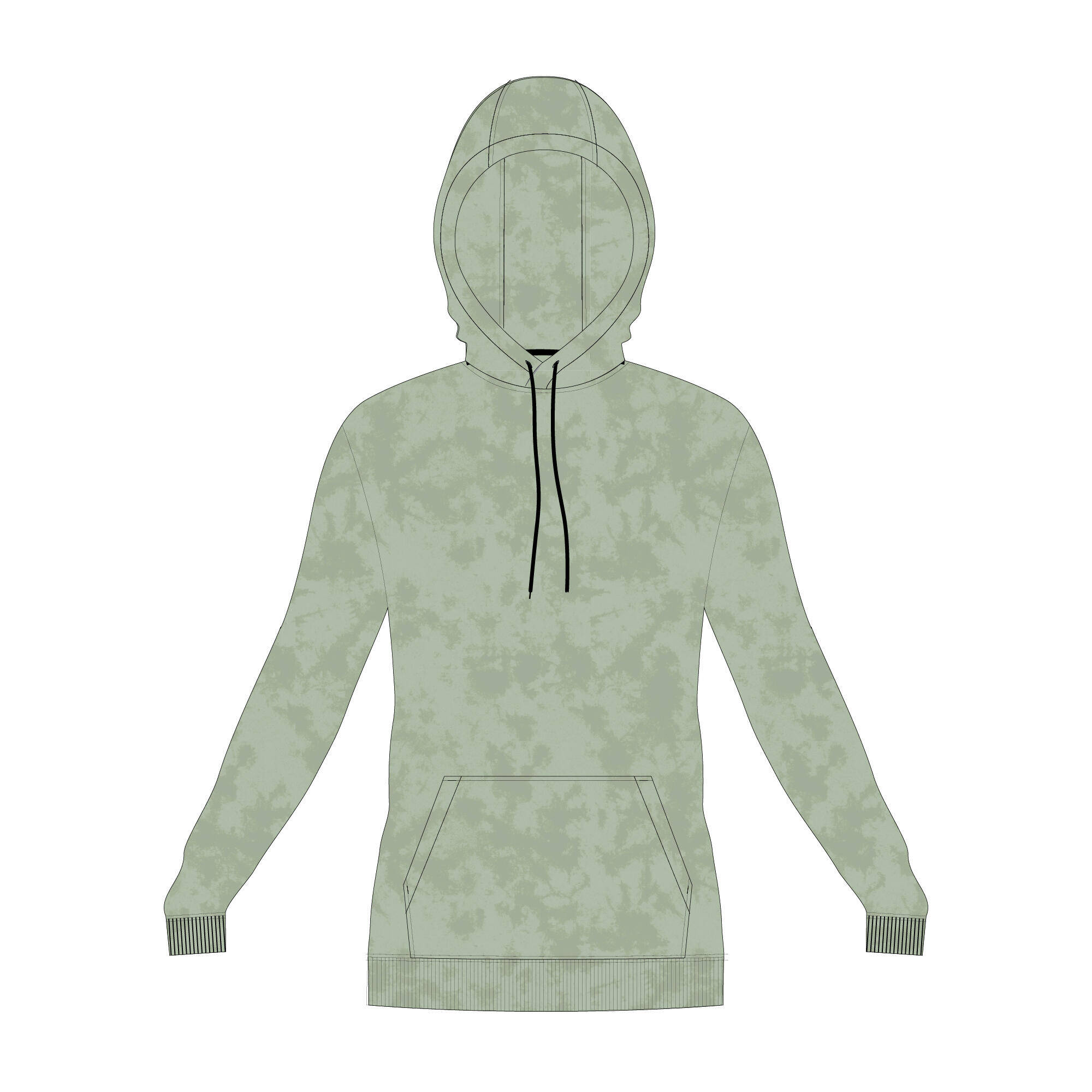 Women's Gym Cotton Blend Hoodie Sweatshirt 500 Print-Green