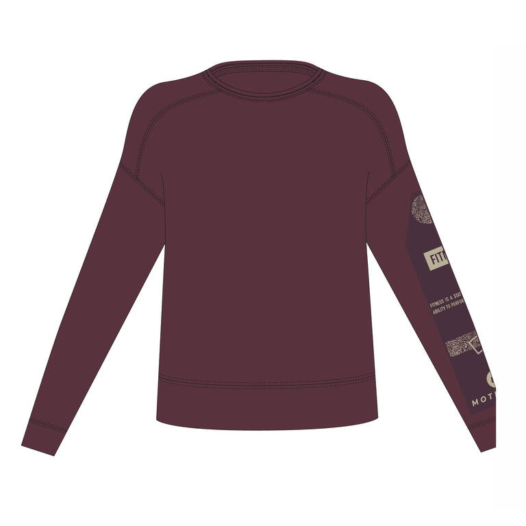 Women's Gym Cotton Blend Sweatshirt 120 Print-Burgundy