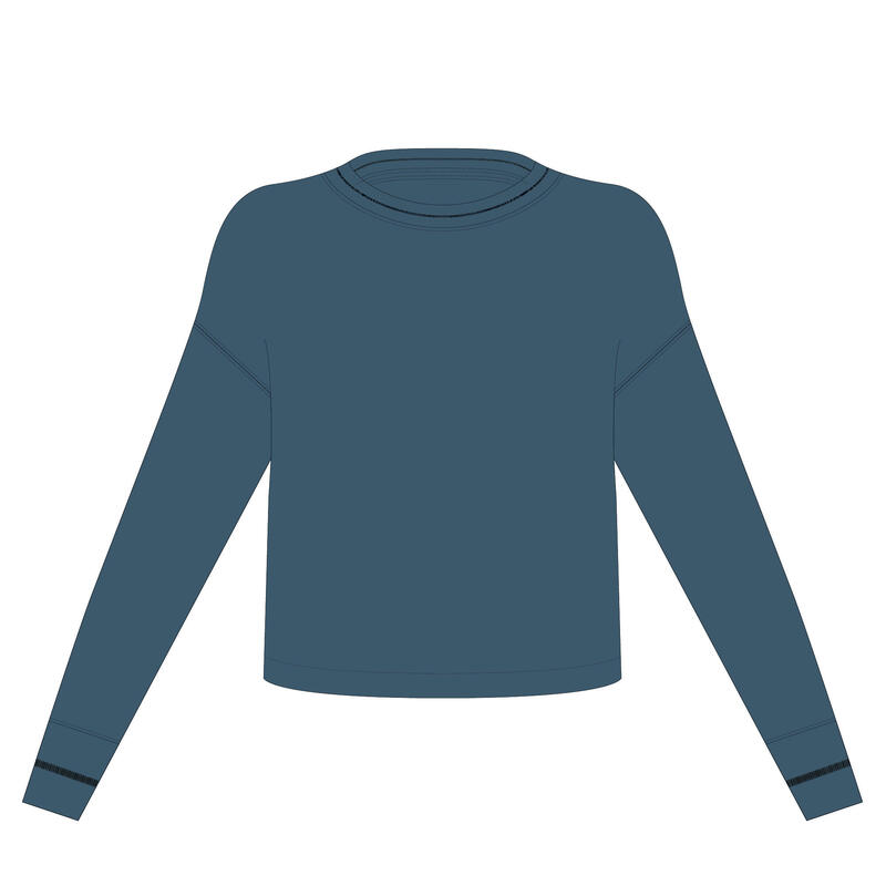 Bluză crop fitness din material confortabil și extensibil gri damă