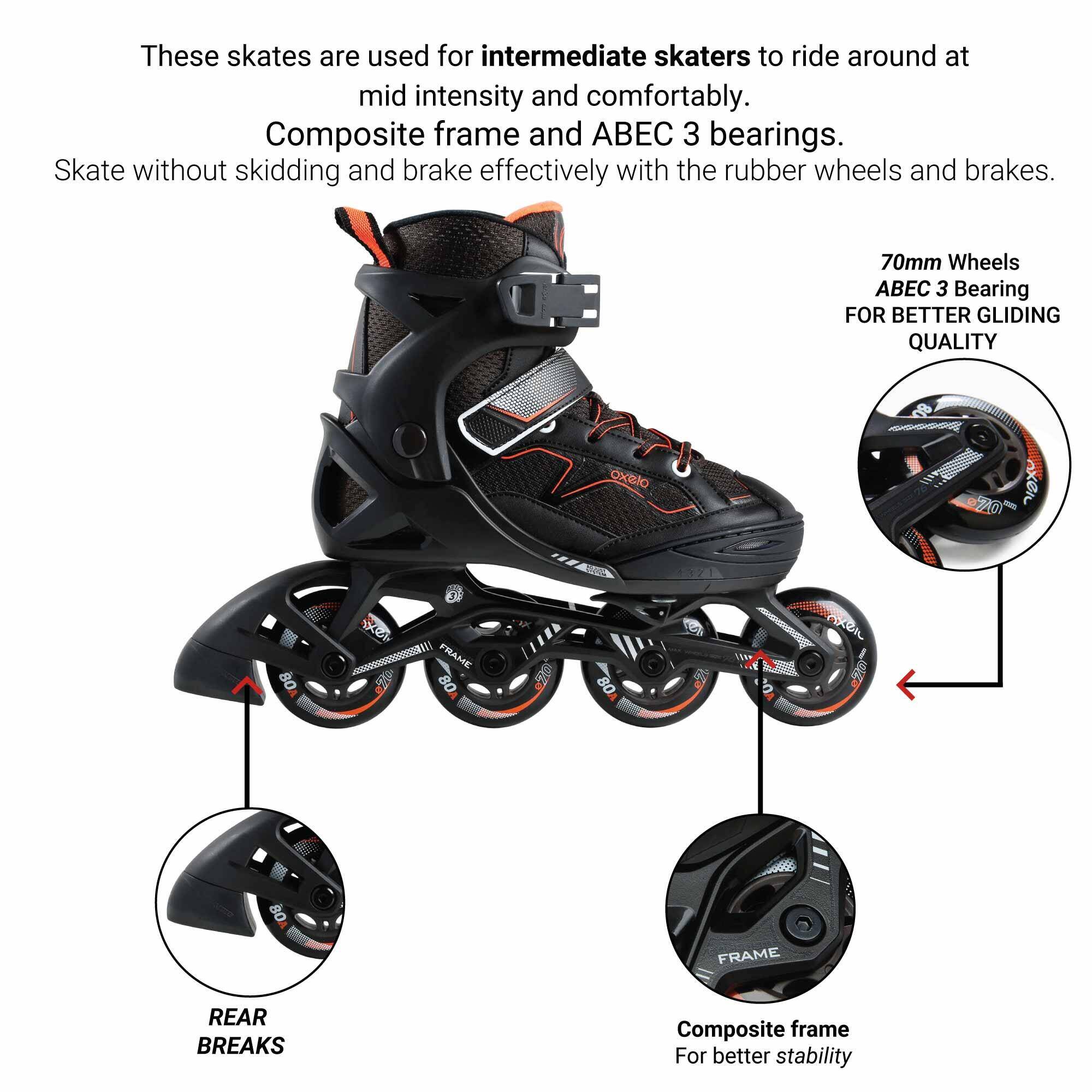 Kids Skating Shoes Inline Fit 3 Grey