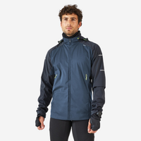 VESTE RUNNING HIVER DEPERLANTE COUPE-VENT HOMME - KIPRUN WARM REGUL BLEU FONCE