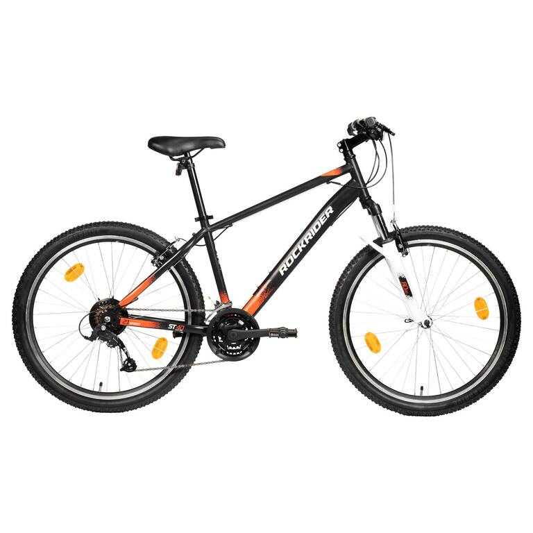 Mountain Bike Rockrider ST40 Black - 21 Speed, Trigger Shifters, 80mm Suspension