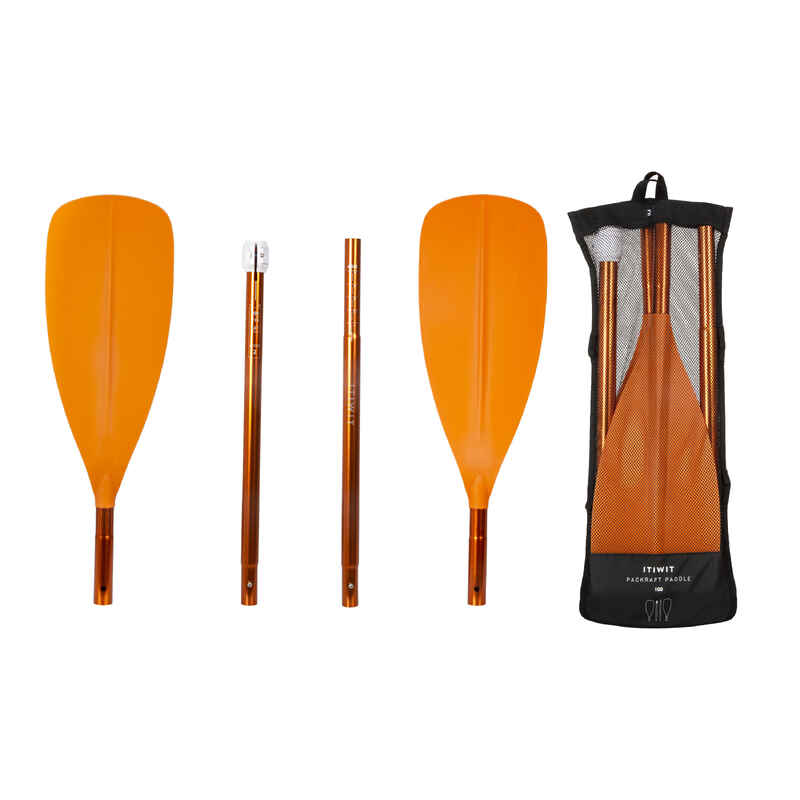 Paddel für Kajak/Packraft symmetrisch 4-teilig zerlegbar verstellbar - orange