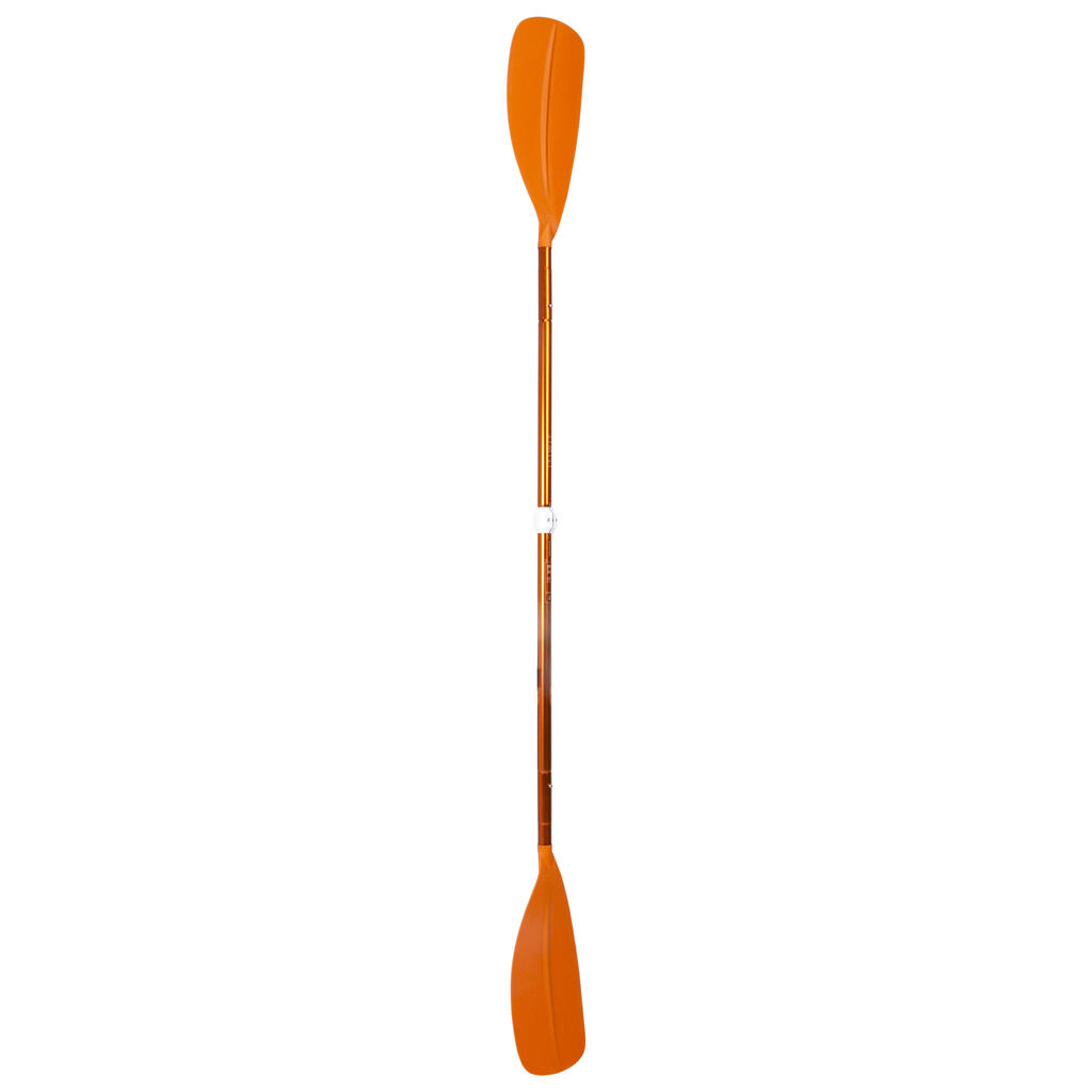 Reguliuojamas simetriškas 4 dalių irklas baidarėms / plaustams, oranžinis