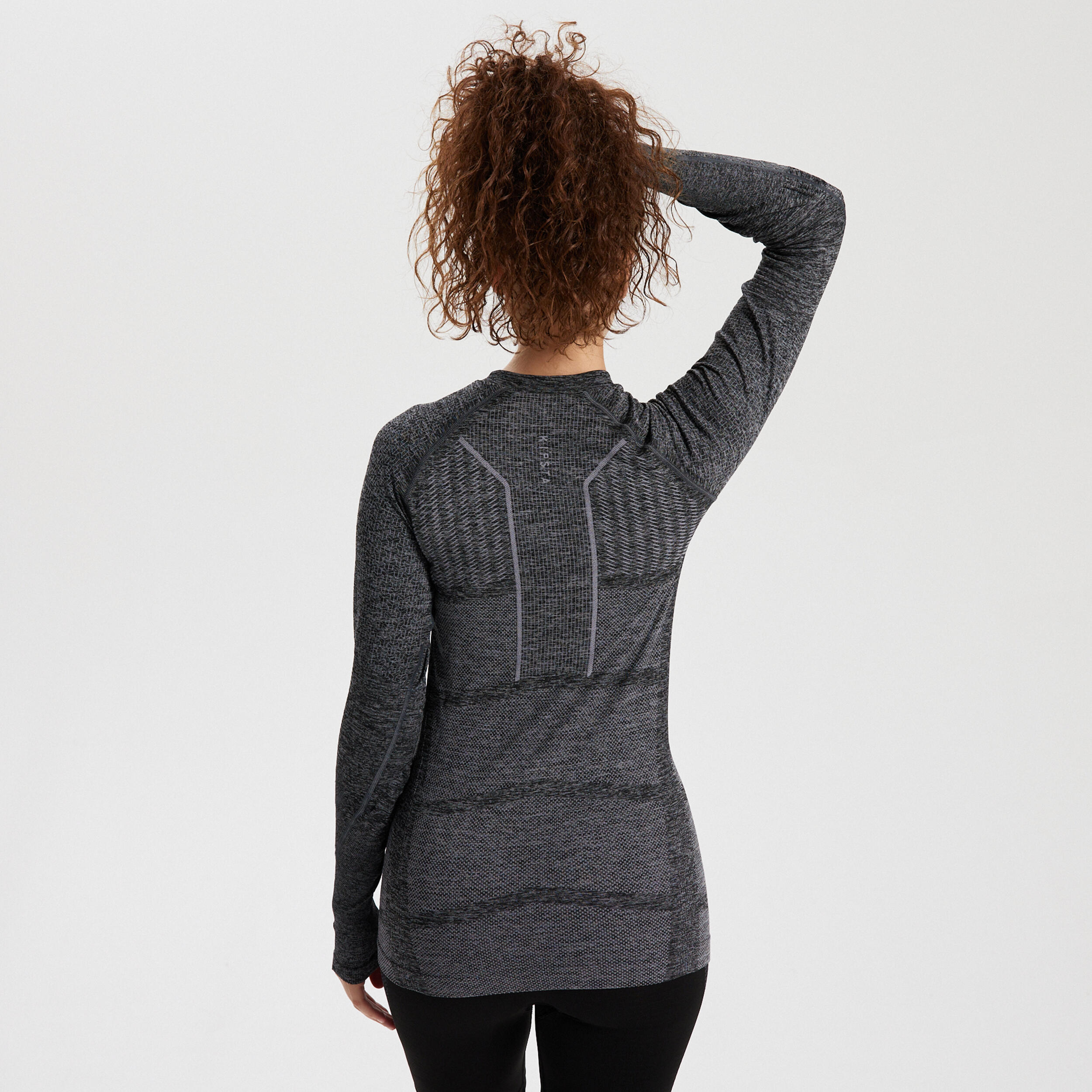 Adult Long-Sleeved Thermal Base Layer Top Keepdry 500 - Mottled Grey 3/10