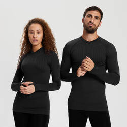 Adult Long-Sleeved Thermal Base Layer Top Keepdry 500 - Black