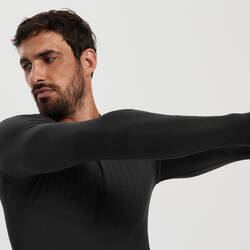 Adult Long-Sleeved Thermal Base Layer Top Keepdry 500 - Black