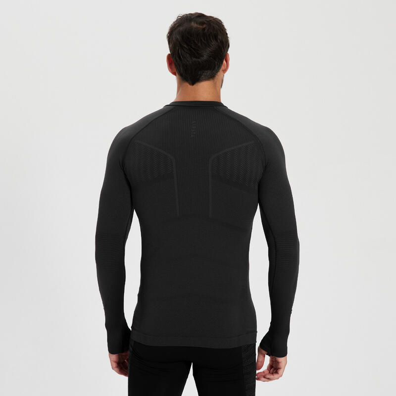 THERMOSHIRT MET LANGE MOUWEN VOOR VOLWASSENEN KEEPDRY 500 ZWART