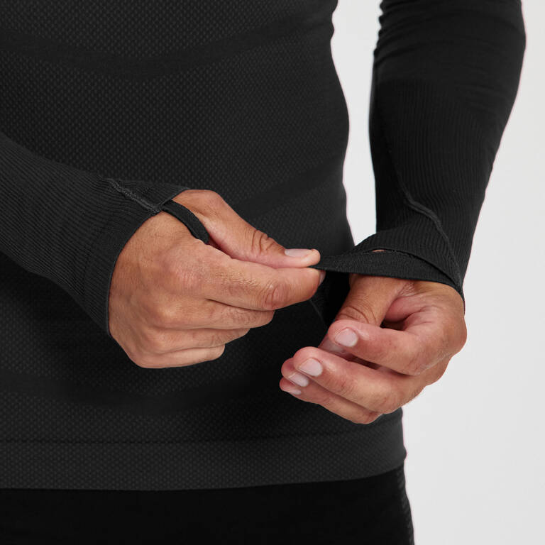 Adult Long-Sleeved Thermal Base Layer Top Keepdry 500 - Black