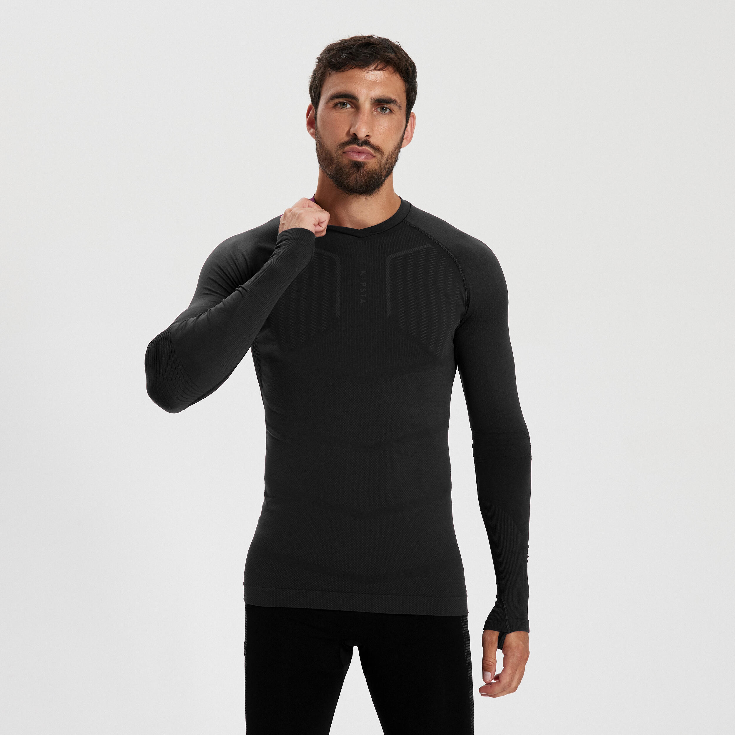 Adult Long Sleeved Thermal Base Layer Top Keepdry 500 Black