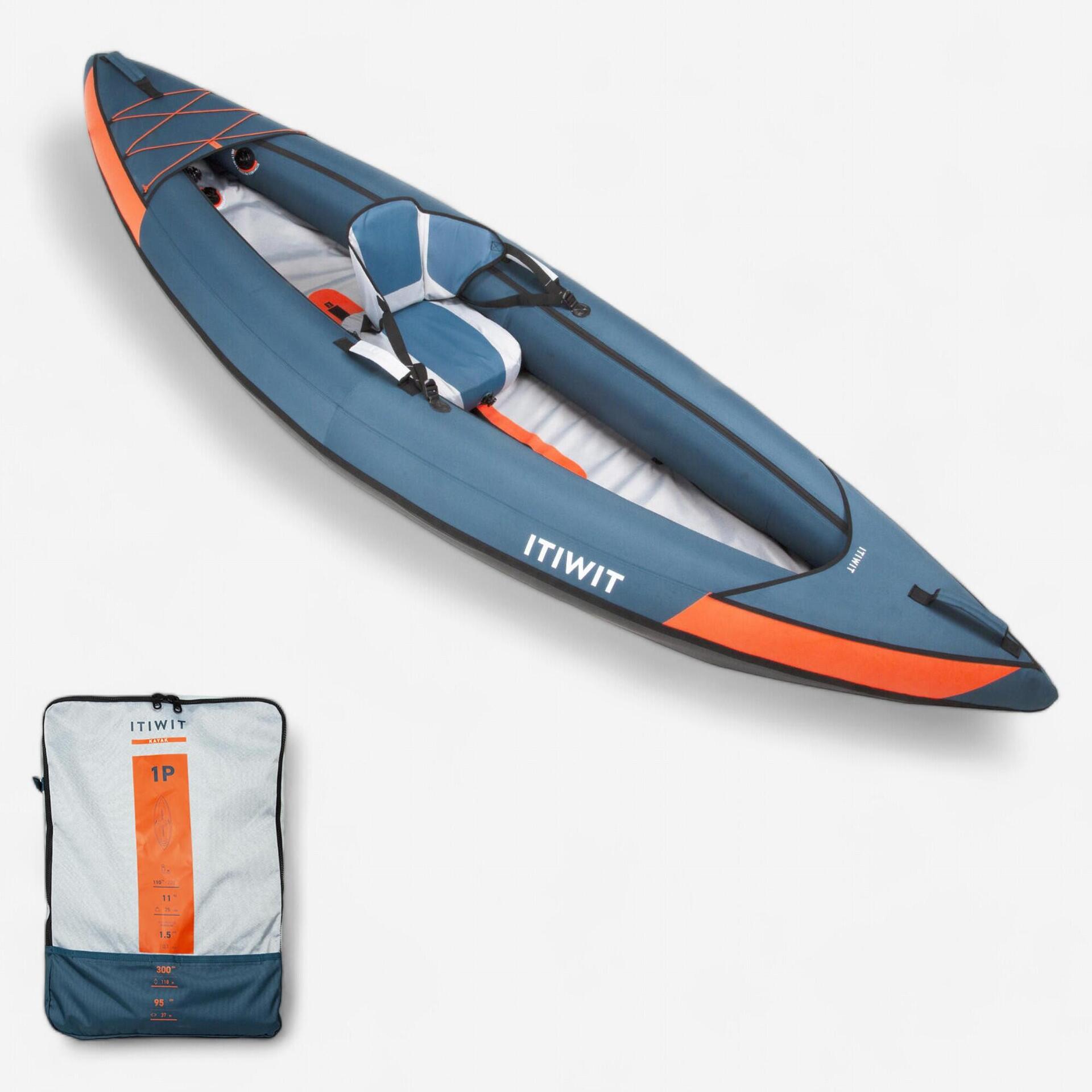 Decathlon-itiwit-opblaasbare-kajak-geel-eenzitter