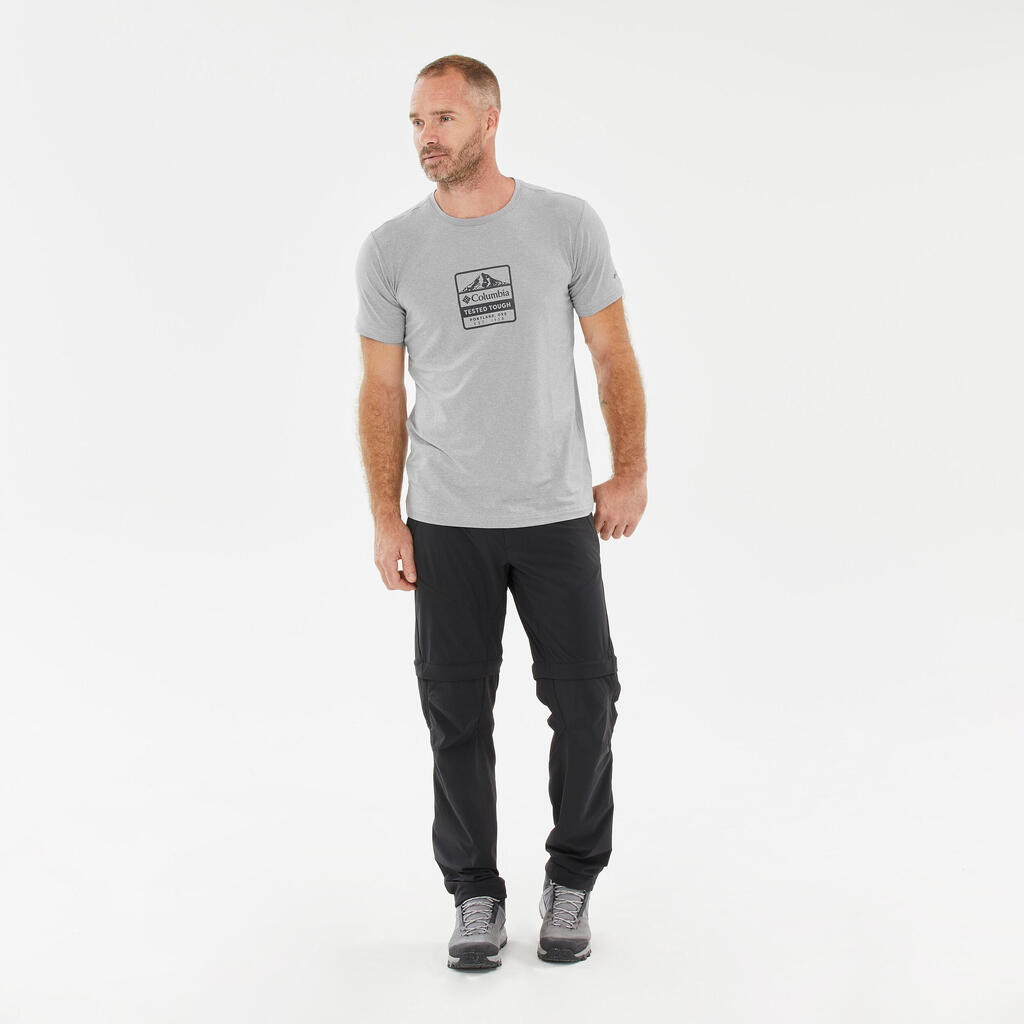 Pánske turistické tričko Tech Trail Columbia s krátkym rukávom sivé
