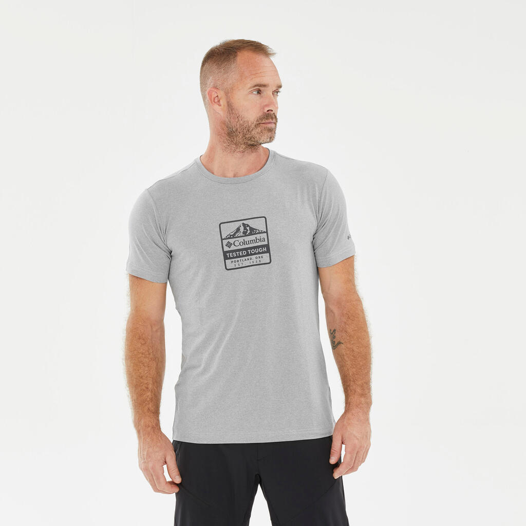 Pánske turistické tričko Tech Trail Columbia s krátkym rukávom sivé