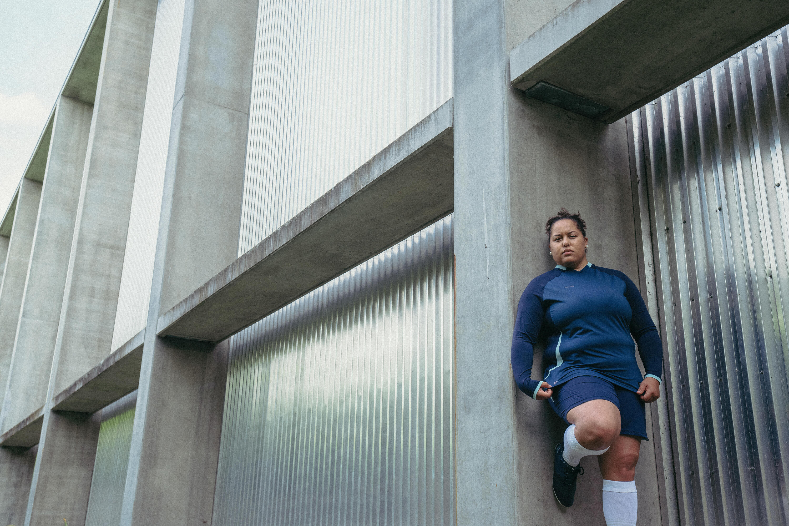 Maillot football femme bleu, manche longue, coupe droite 12/12
