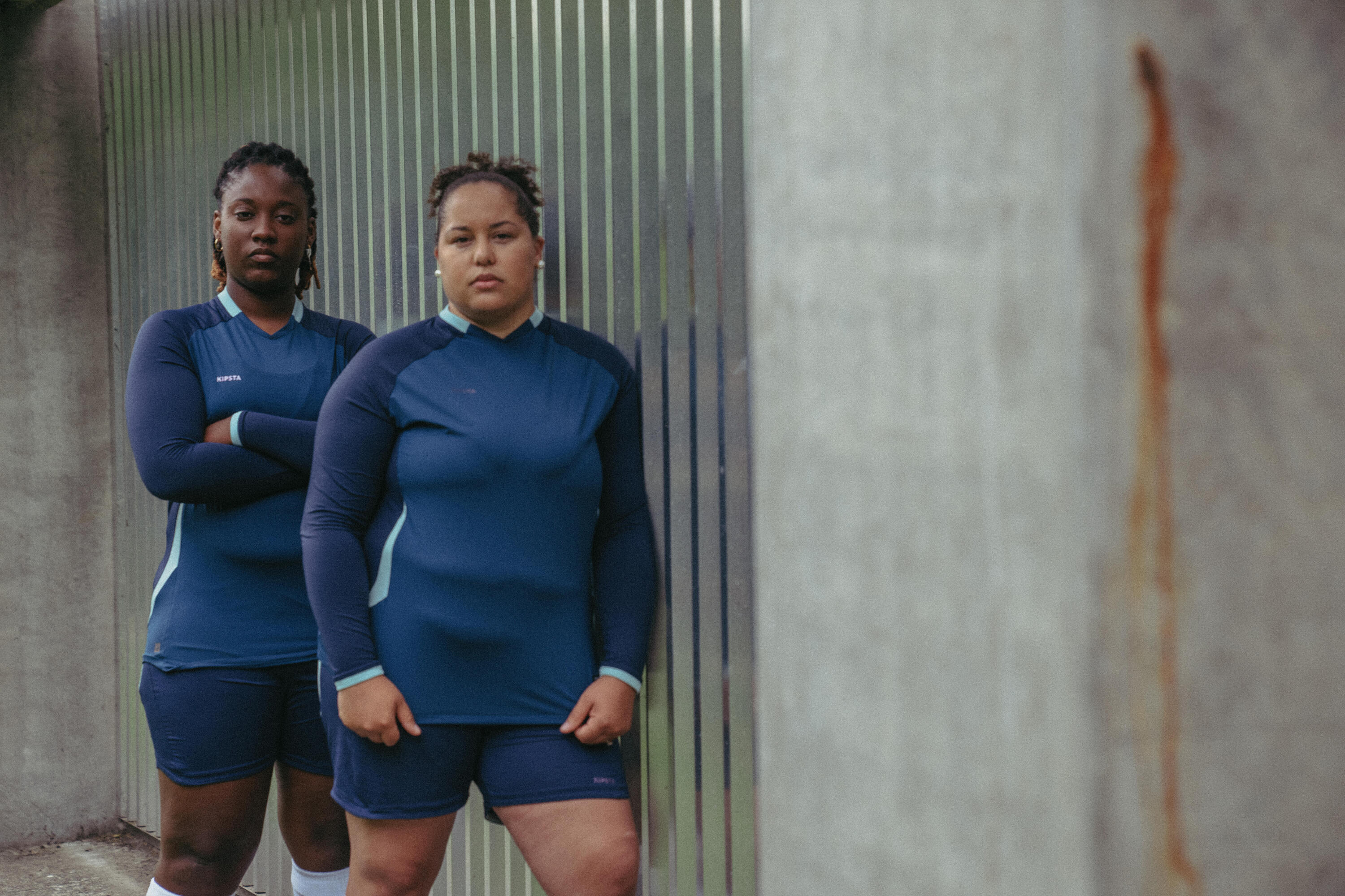 Maillot de football femme bleu, manches longues, coupe slim 14/17