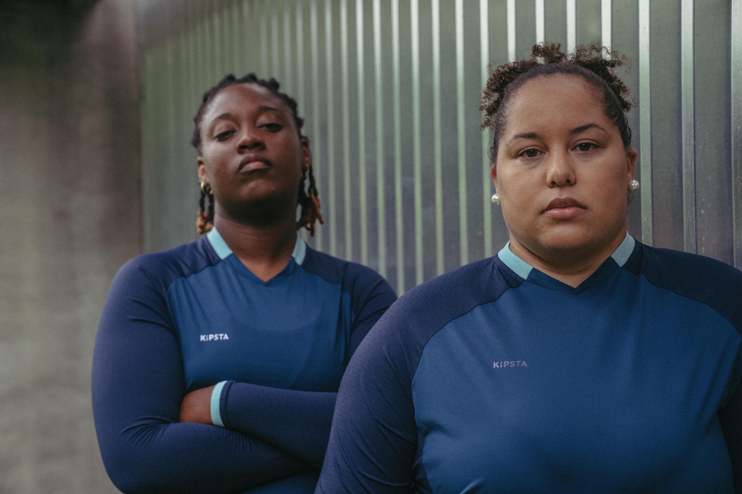 Maillot de football femme bleu, manches longues, coupe slim 8/17