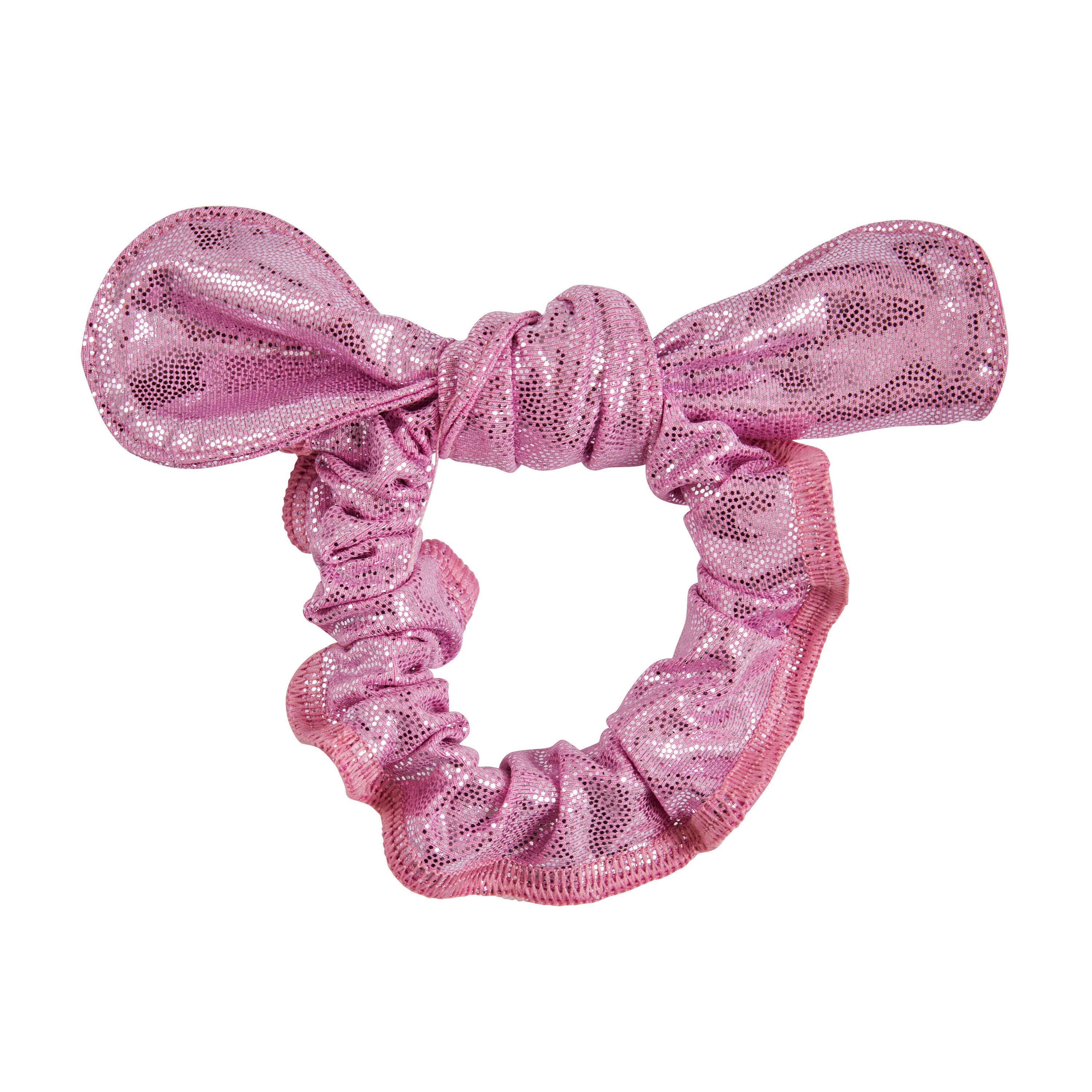 DOMYOS Girls' Gym Bow Scrunchie - Glittery Pink